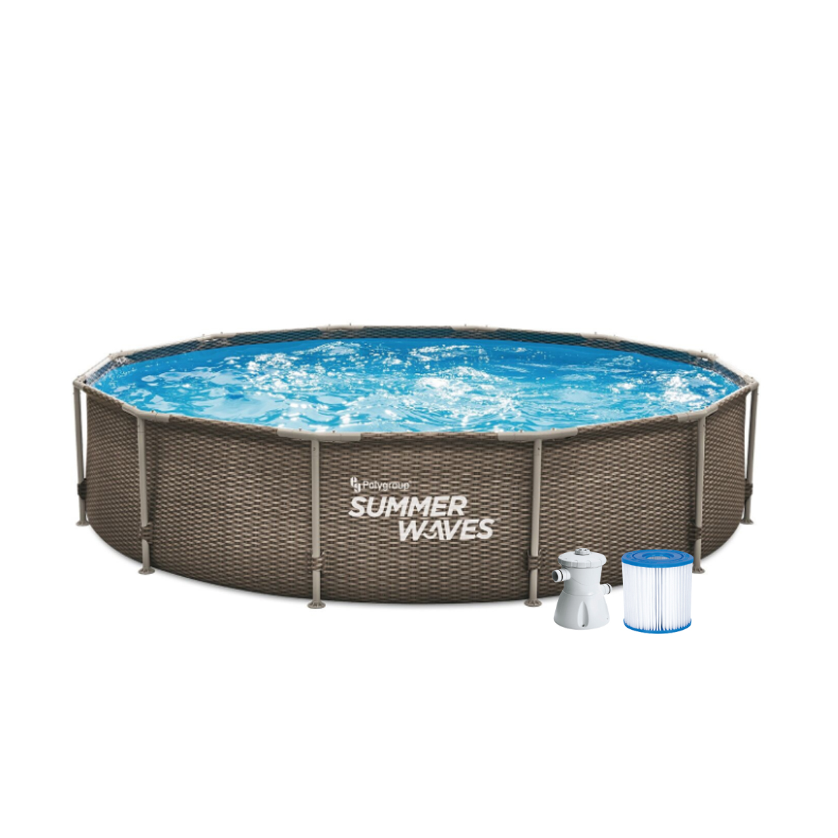 SUMMER WAVES SWIMMING POOL WITH FILTER RATTAN STYLE