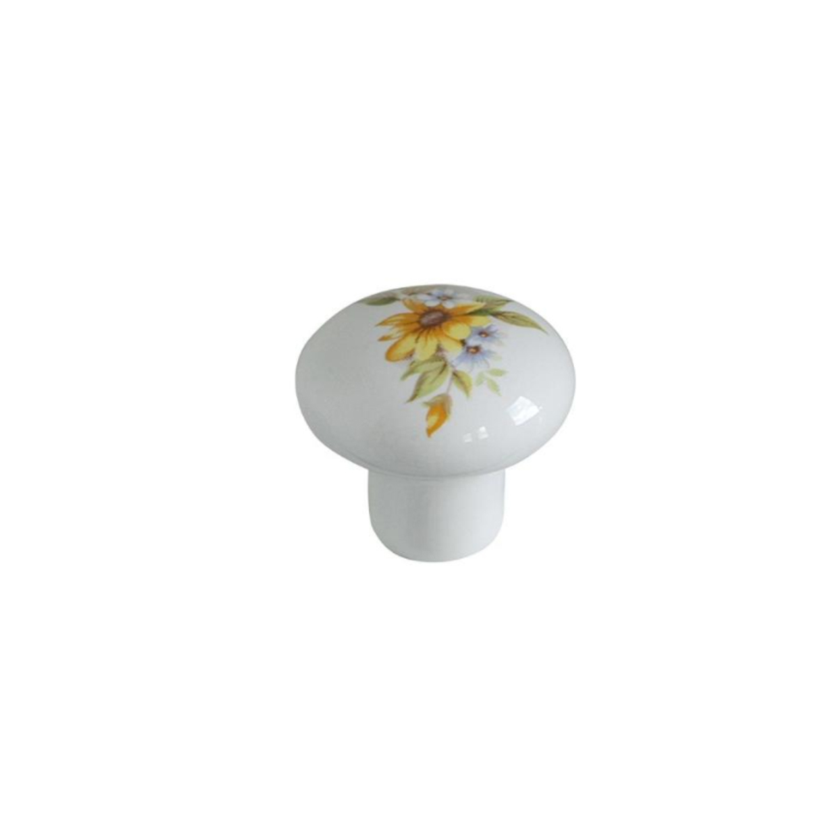 FURNITURE KNOB B BEAUTY Ø35Χ32MM WHITE CERAMIC WITH BRANCH