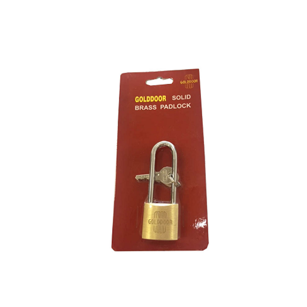 PADLOCK WITH LONG NECK IN CARD GOLDDOOR BRASS