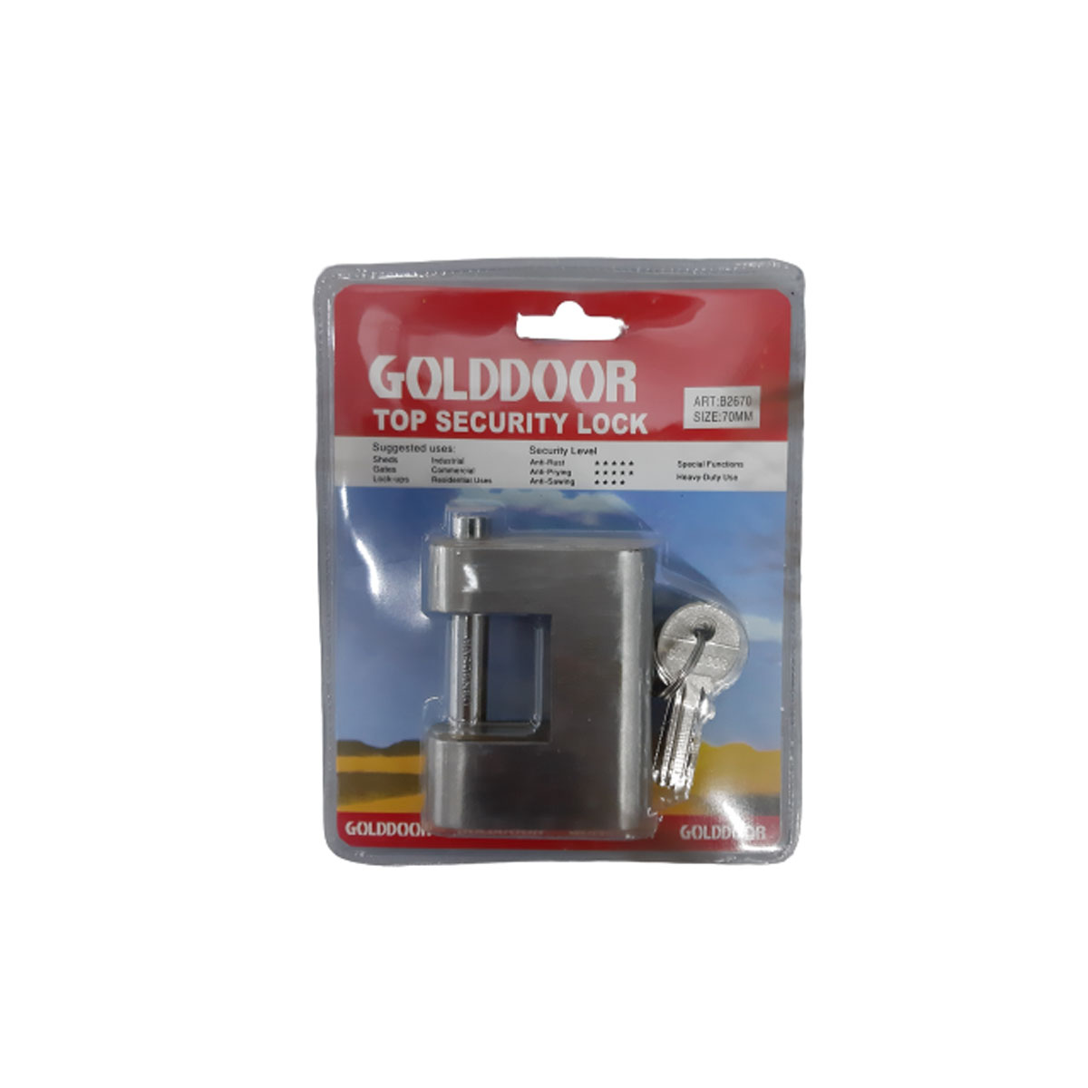 PADLOCK WITH STRAIGHT LOCK GOLDDOOR S/S