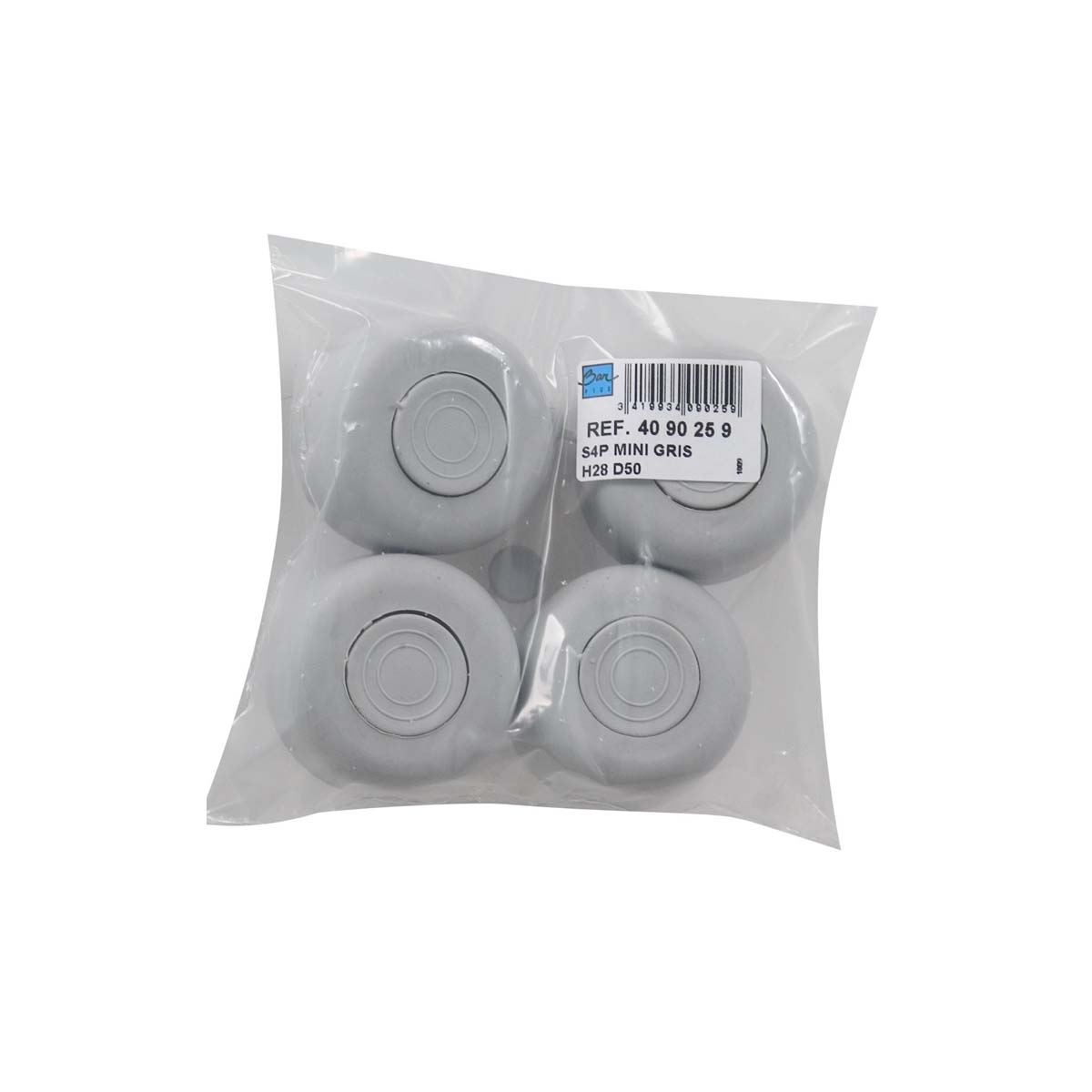 FURNITURE FOOT MINI CYLINDRICAL 28ΧΦ50MM PLASTIC GRAY 4 PCS.