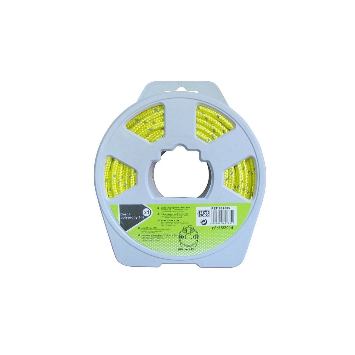 YELLOW POLYPROPELYNE ROPE 6MMX15M