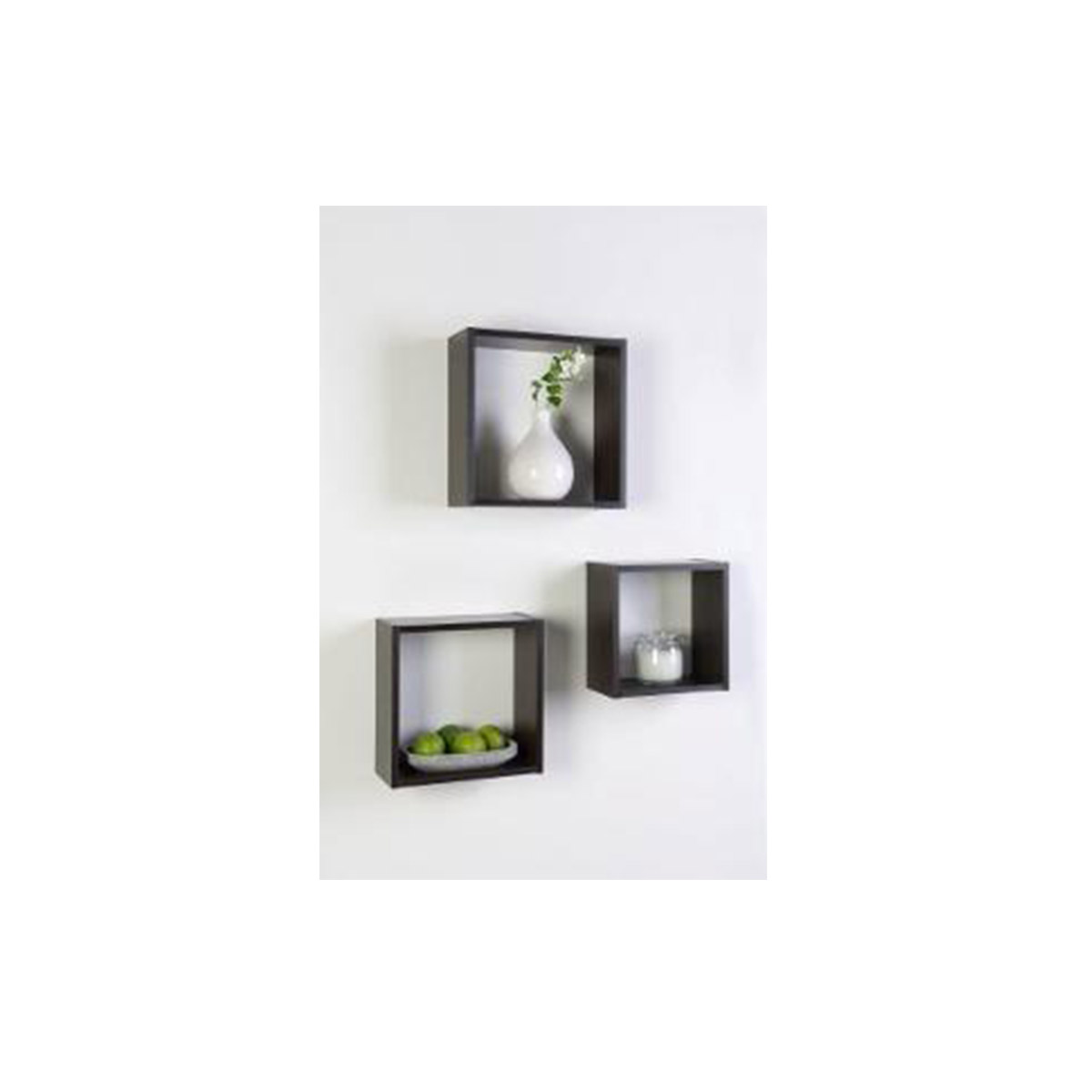 BASIC SET OF 3 SHELVES BLACK 27CMX27CMX12MM