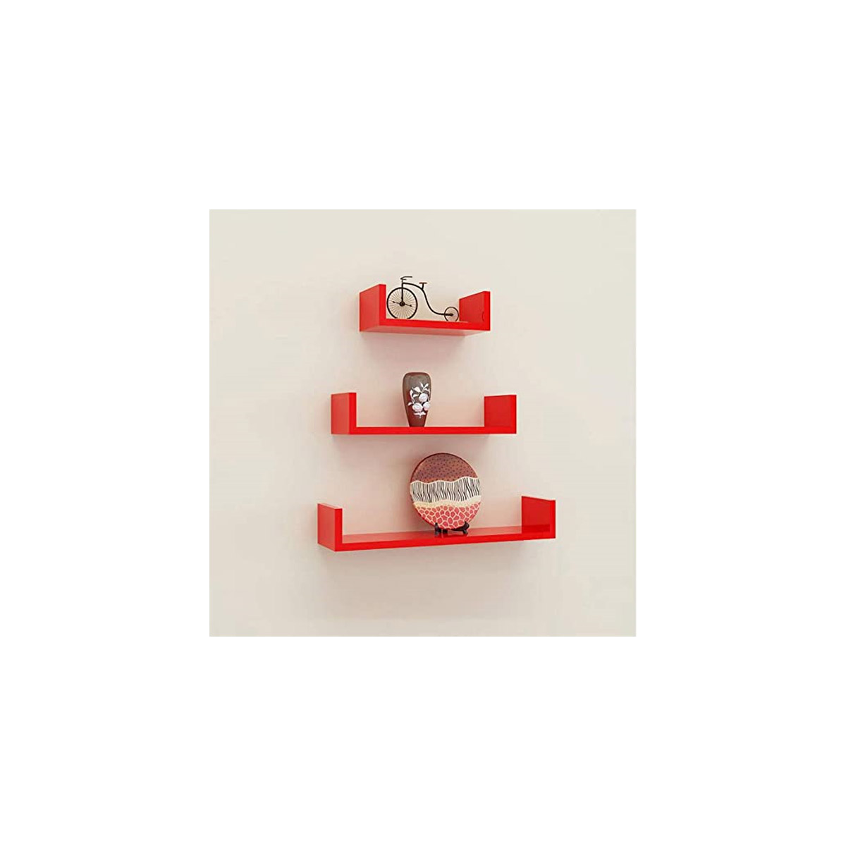 DECO SYSTEM U-SHAPED WOODEN SHELF X3 18MM