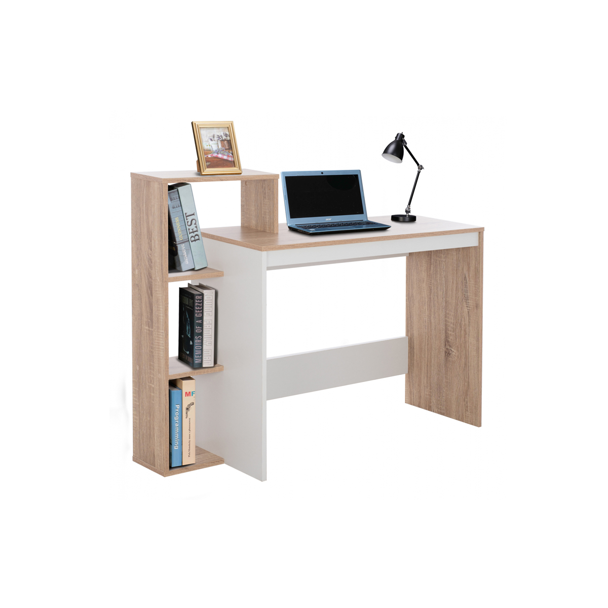 BRADLEY DESK WITH LIBRARY 110X40X91CM WHITE-SONAMA HM8755