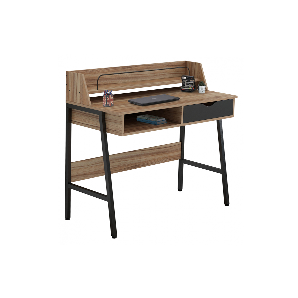 DESK WITH BLACK METAL FRAME 104X48X89CM