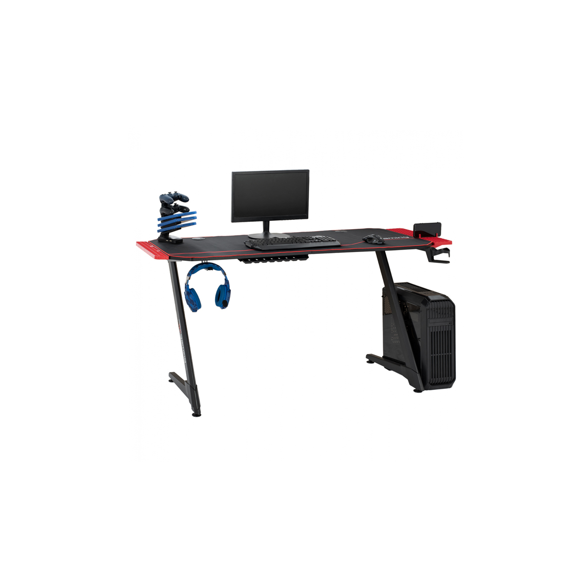 GAMING DESK 160X60X76CM BLACK WITH RED EXTENSION HM11582.04