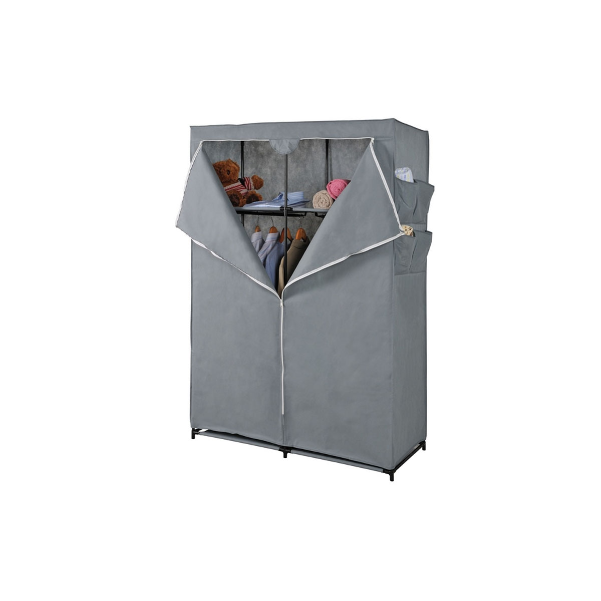 CLOTHING CABINET 2 SHELVES + GRAY RAIL