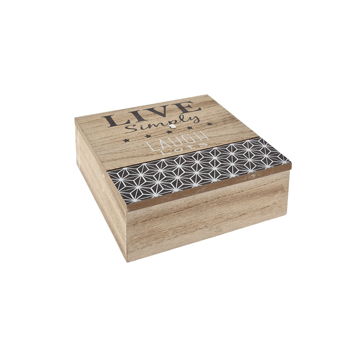 WOODEN BOX ''LIVE - LAUGH'' 16X16X7CM
