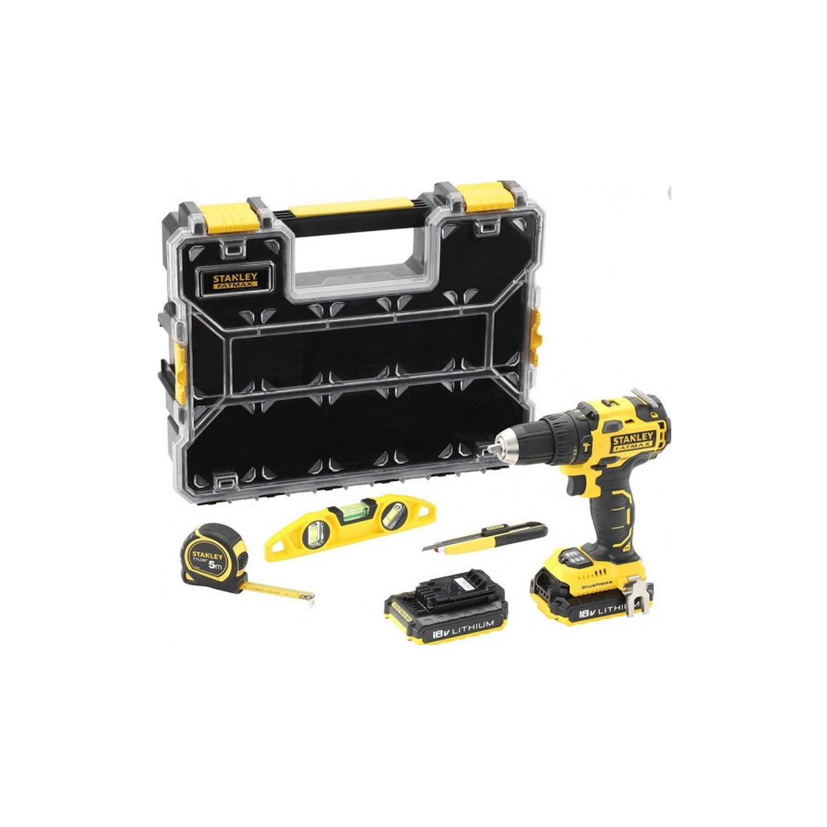 STANLEY SHOCK BATTERY DRILL WITH TWO 2AH BATTERIES AND CHARGER