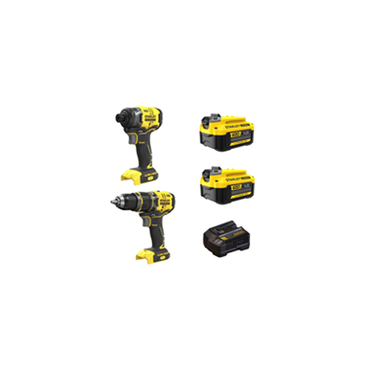 STANLEY SET IMPLICATION DRILL SCREWDRIVER 80NM V20 + PULSE CAT. 170NM + X2 BATTERIES 4,0AH BRUSHLESS