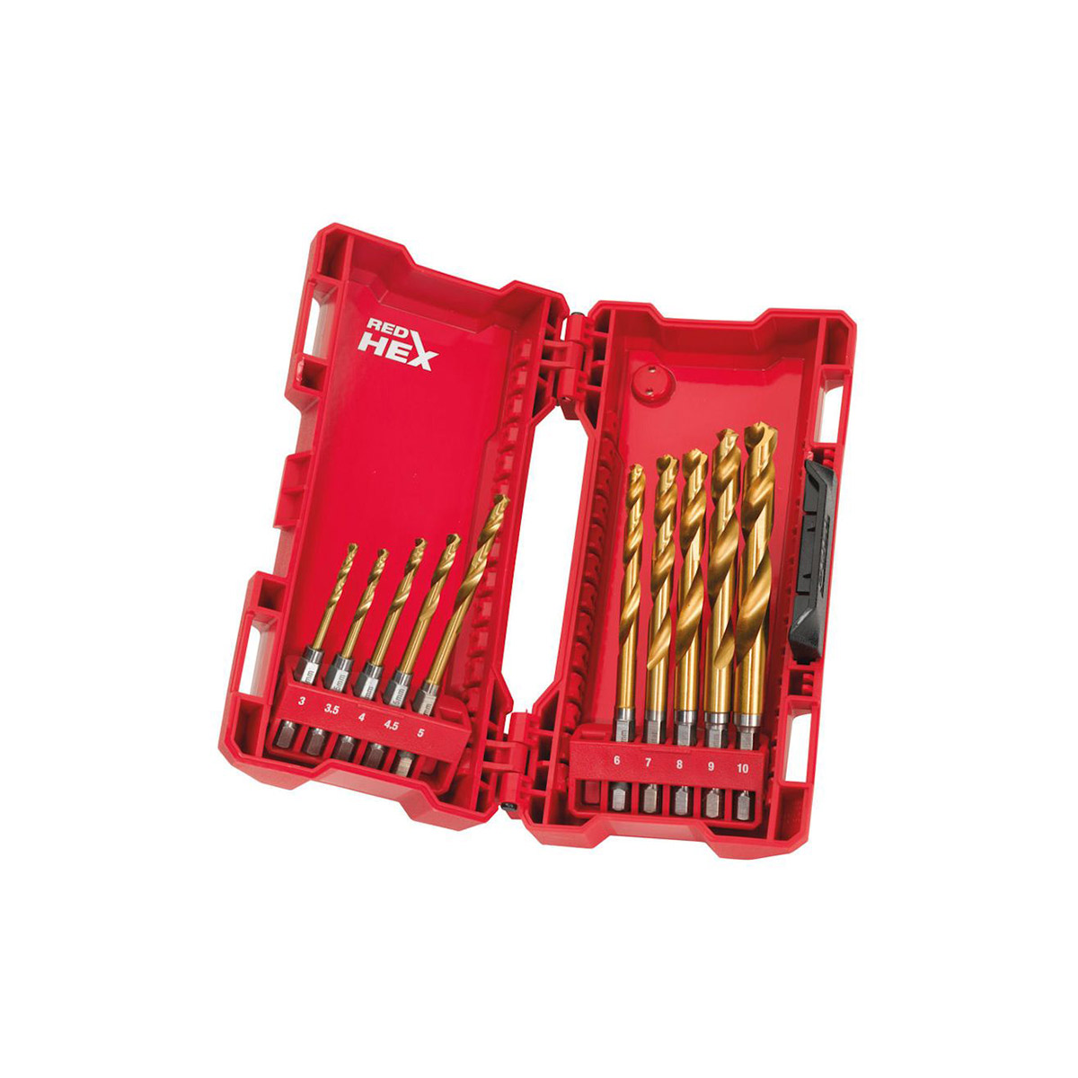 MILWAUKEE 10 PIECE RED HEX SHOCKWAVE IMPACT DUTY HSS-GROUND TITANIUM METAL DRILL BIT SET 48894759.