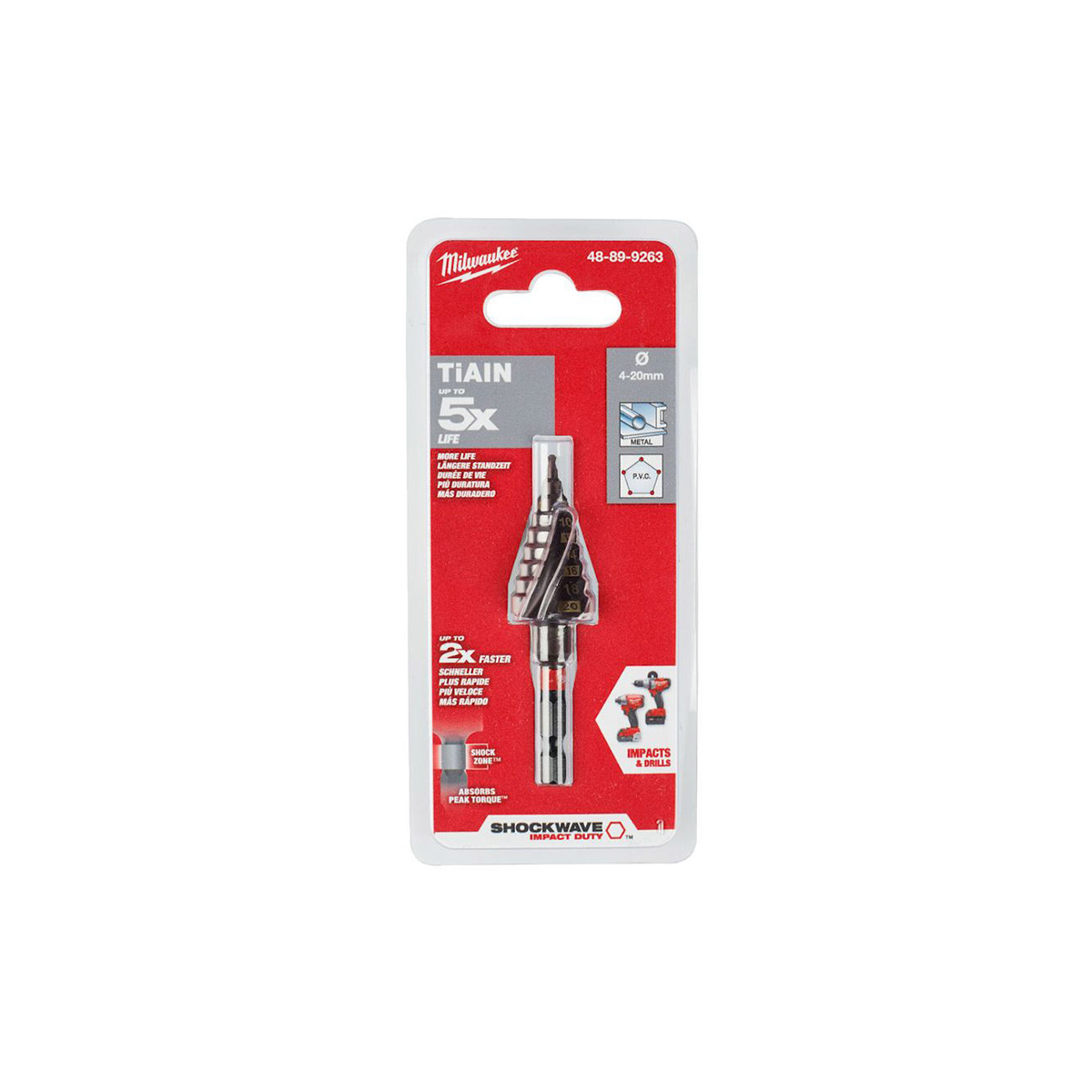 MILWAUKEE  SHOCKWAVE IMPACT DUTY STEP DRILL BIT 4MM - 20MM 48899263.