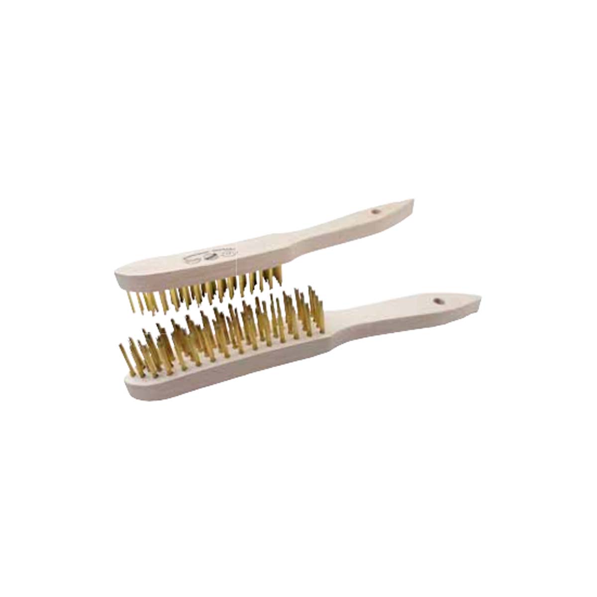 HAND WIRE BRUSH 4 ROWS YELLOW WITH WOODEN HAND