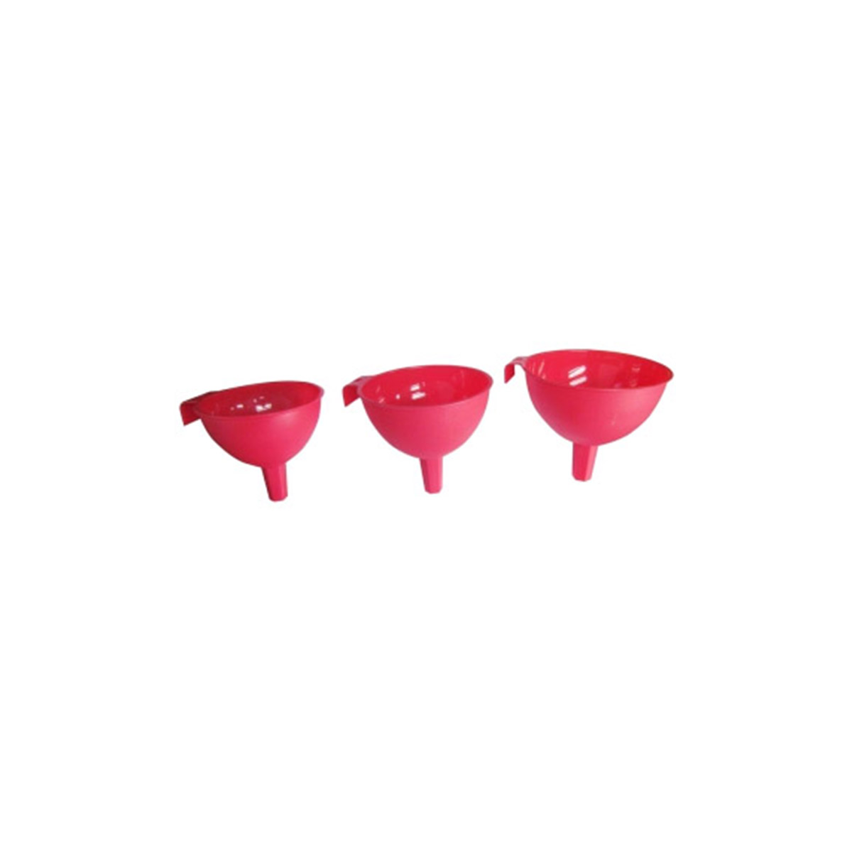 PLASTIC PINK FUNNELS, 3 PIECES