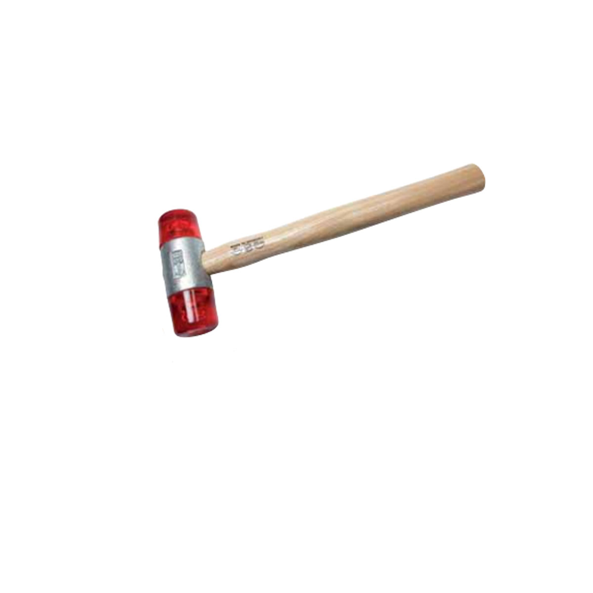 PLASTIC CAR HAMMER WITH RED HEAD WITH ASH WOOD HANDLE