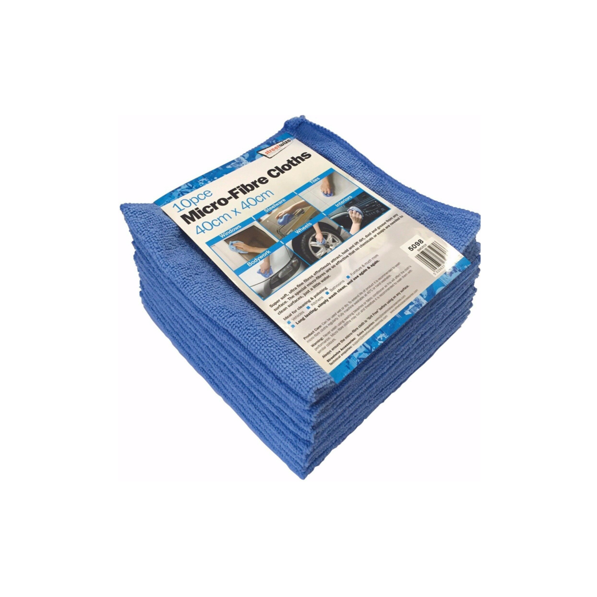 STREETWIZE CAR CLEANING CLOTHES WITH MICROFIRES 10 PCS SWCR19