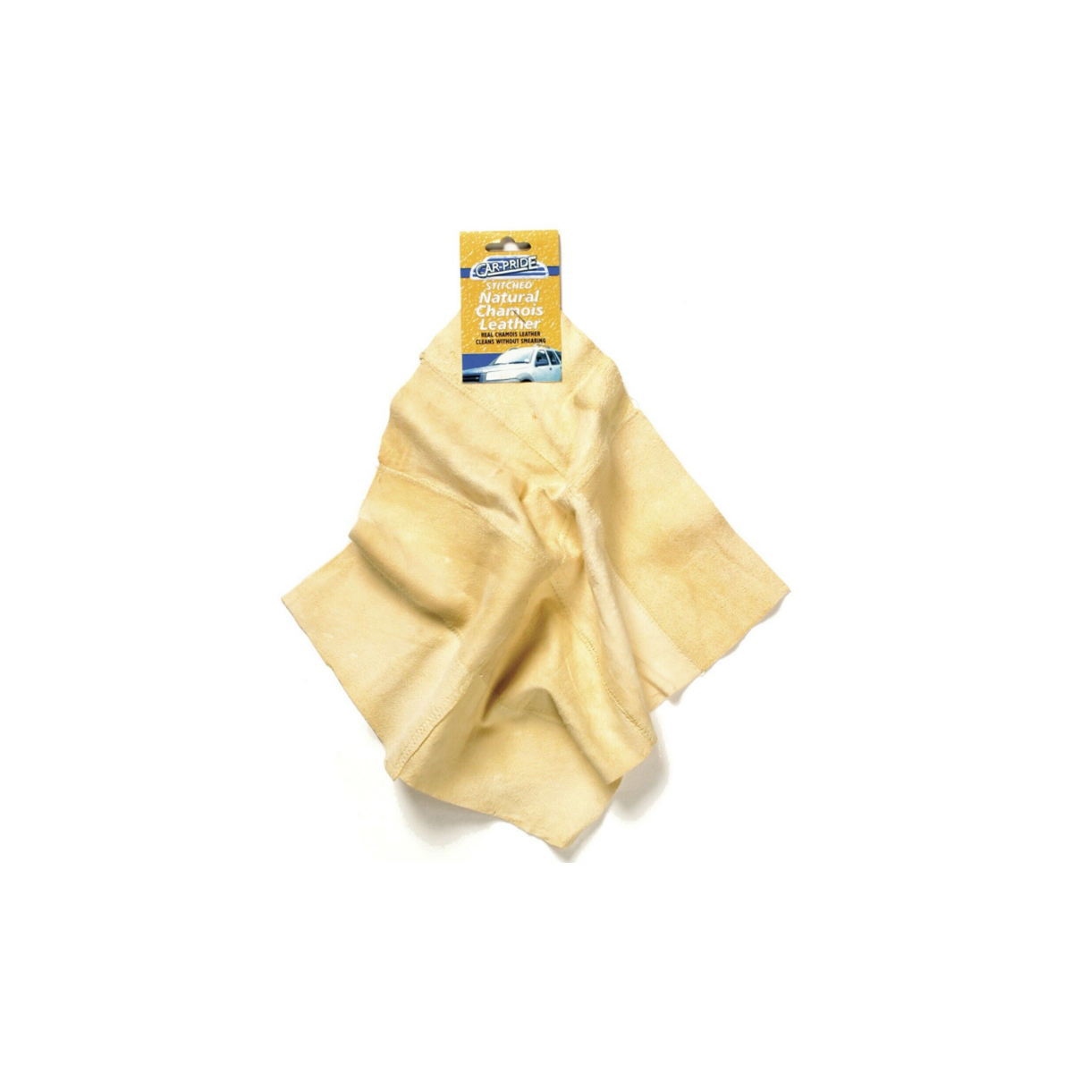 NATURAL CHAMOIS LEATHER STITCHED CAR CLEANING TOWEL