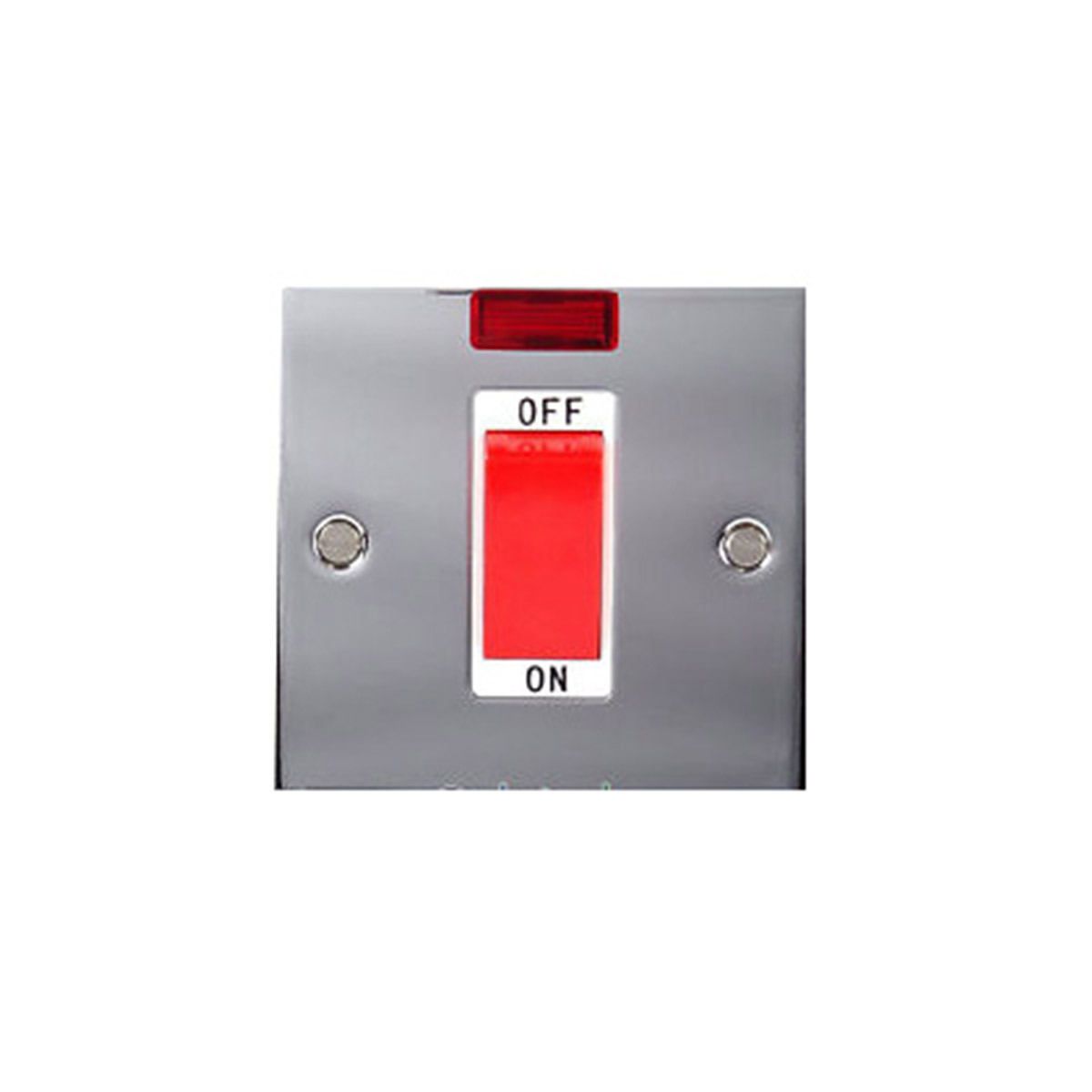 WALL SWITCH 45A DP SILVER WITH WHITE GANG SWITCH AND LAMP