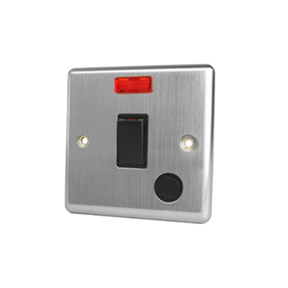 WALL SWITCH 20A DP SILVER WITH A LAMP AND A BLACK GANG SWITCH