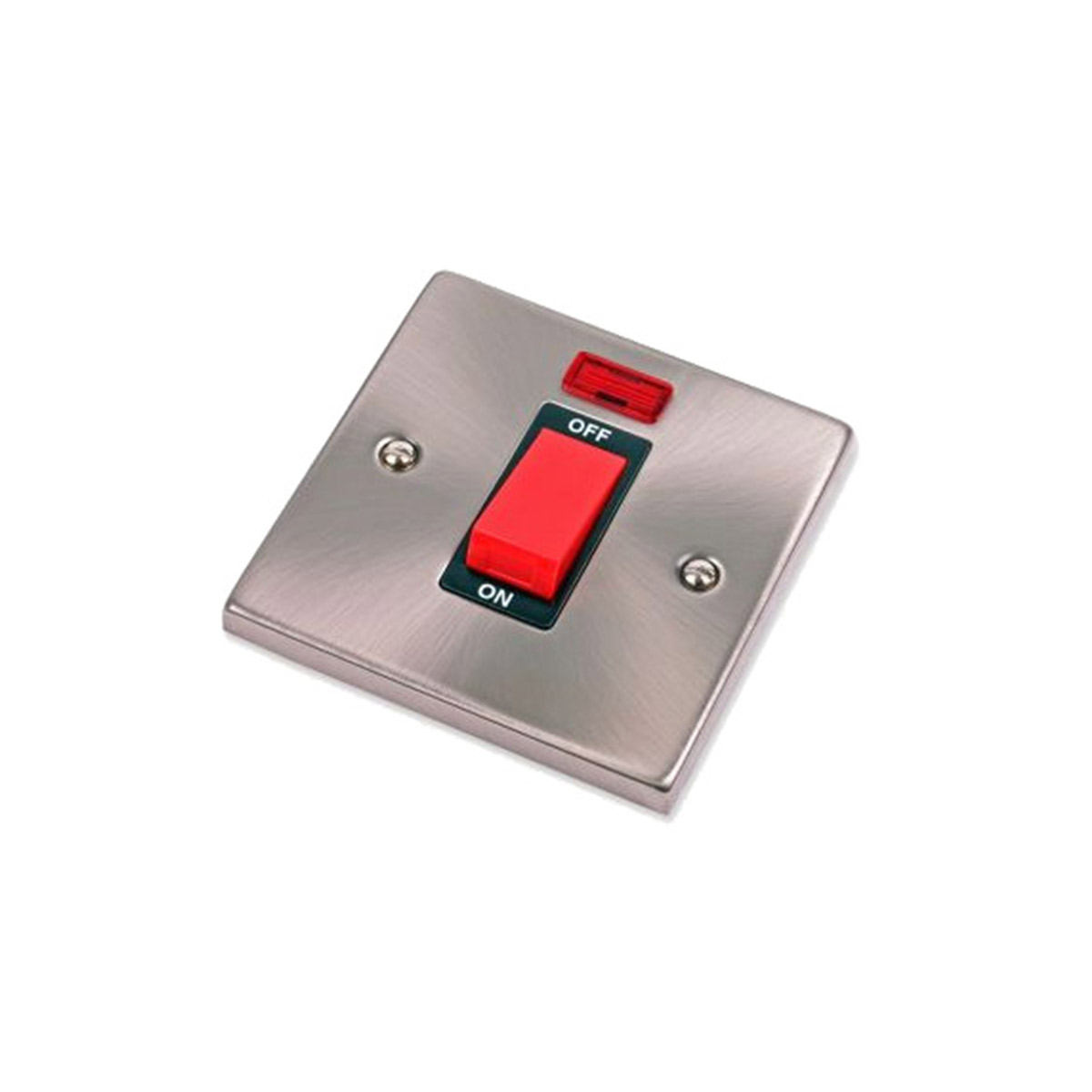 WALL SWITCH 45A DP SILVER BUTTON BLACK WITH LAMP