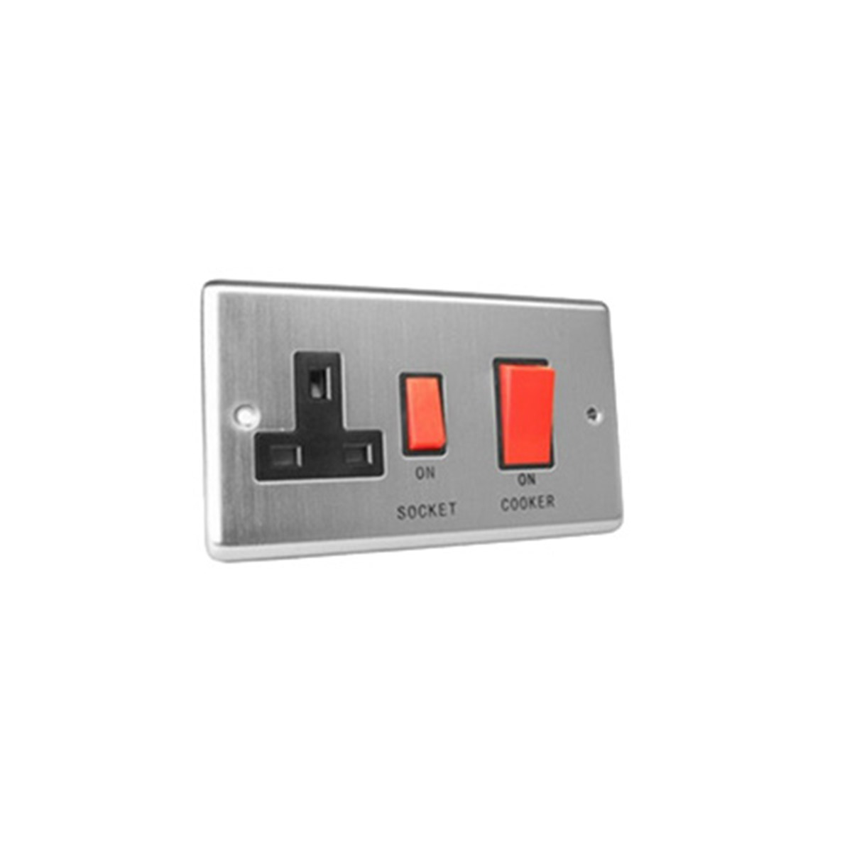 KITCHEN WALL SWITCH 45A WITH SOCKET 13A SILVER AND BLACK