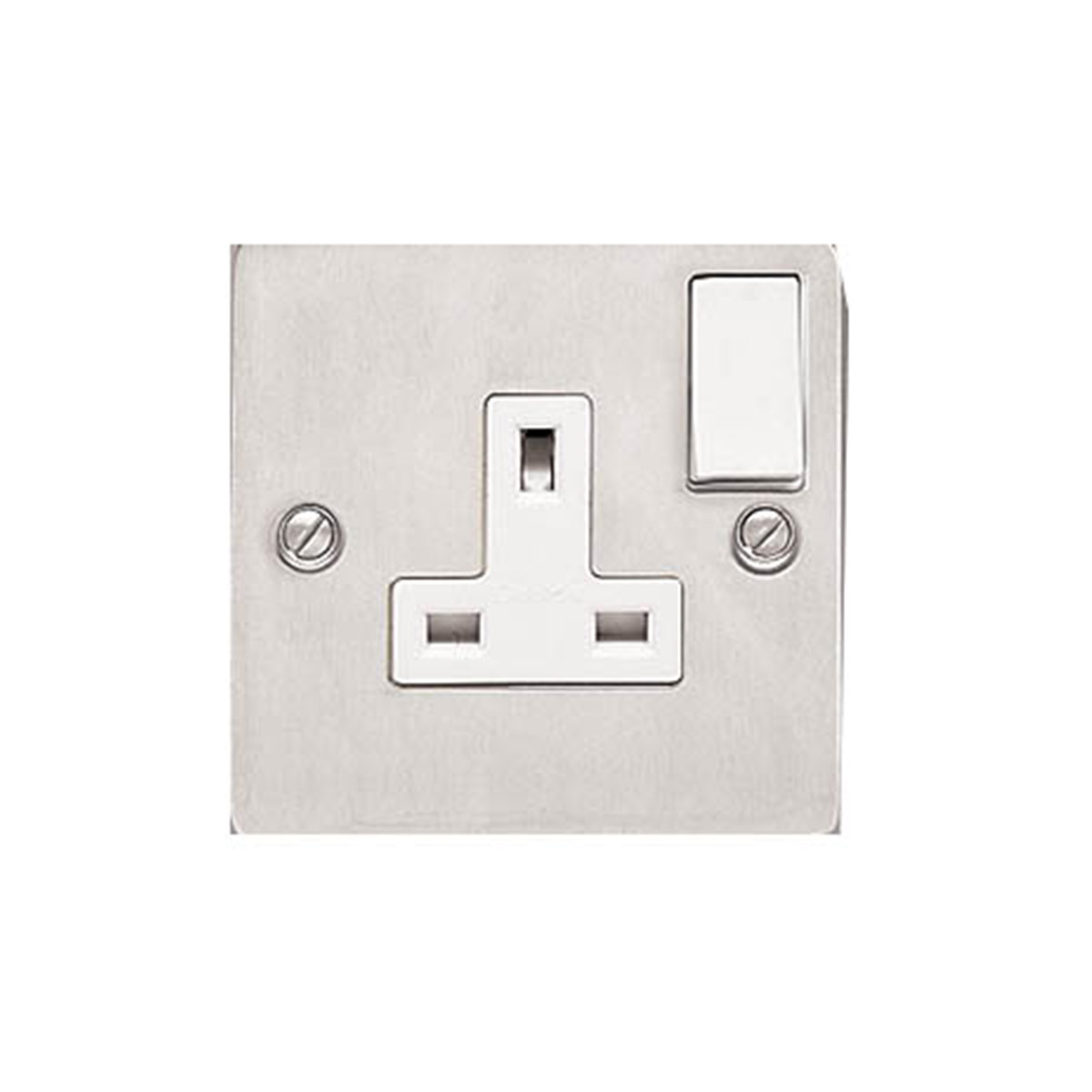 WALL SOCKET 13A WITH 1 GANG SWITCH SILVER WITH WHITE