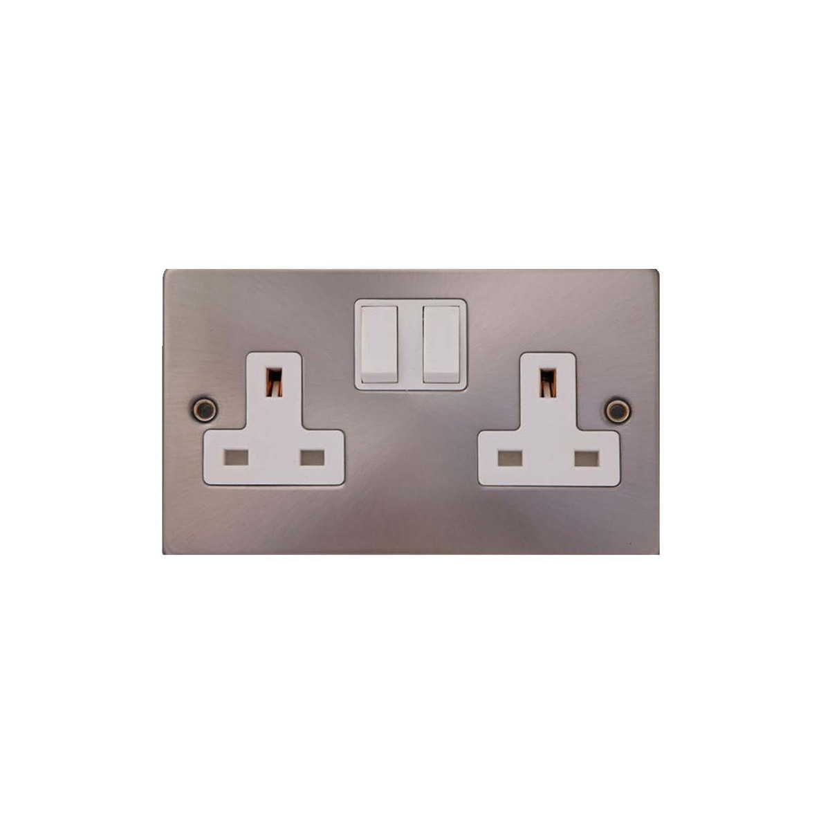WALL SOCKET 13A WITH 2 GANG SWITCHES SILVER AND WHITE