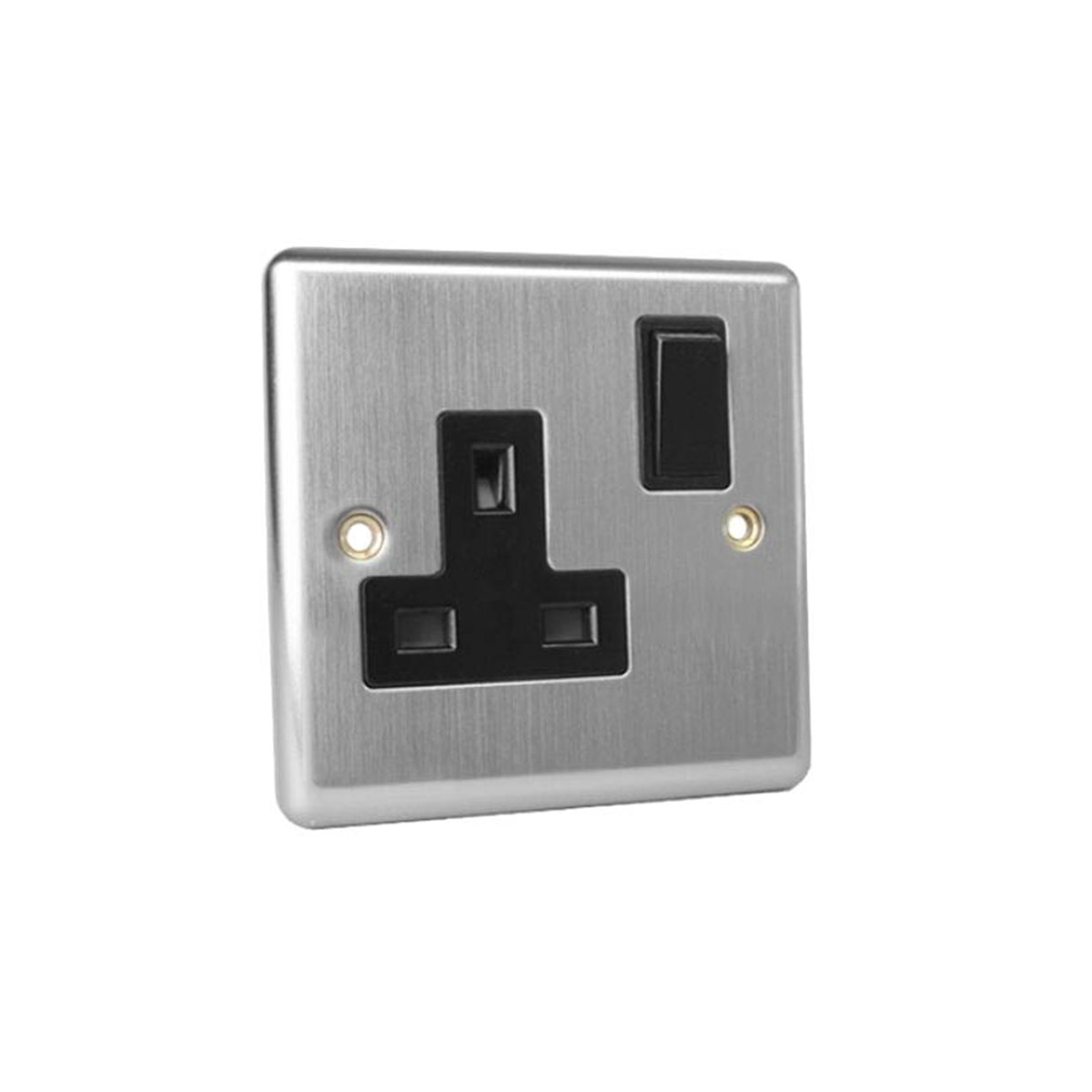 WALL SOCKET 13A WITH 1 GANG SWITCH SILVER AND  BLACK