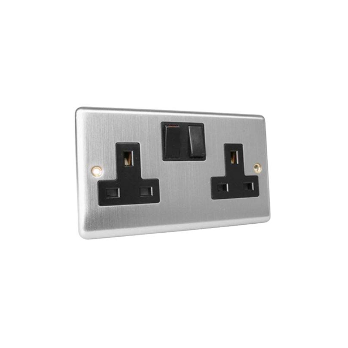 WALL SOCKET 13A WITH 2 GANG SWITCHES SILVER AND  BLACK