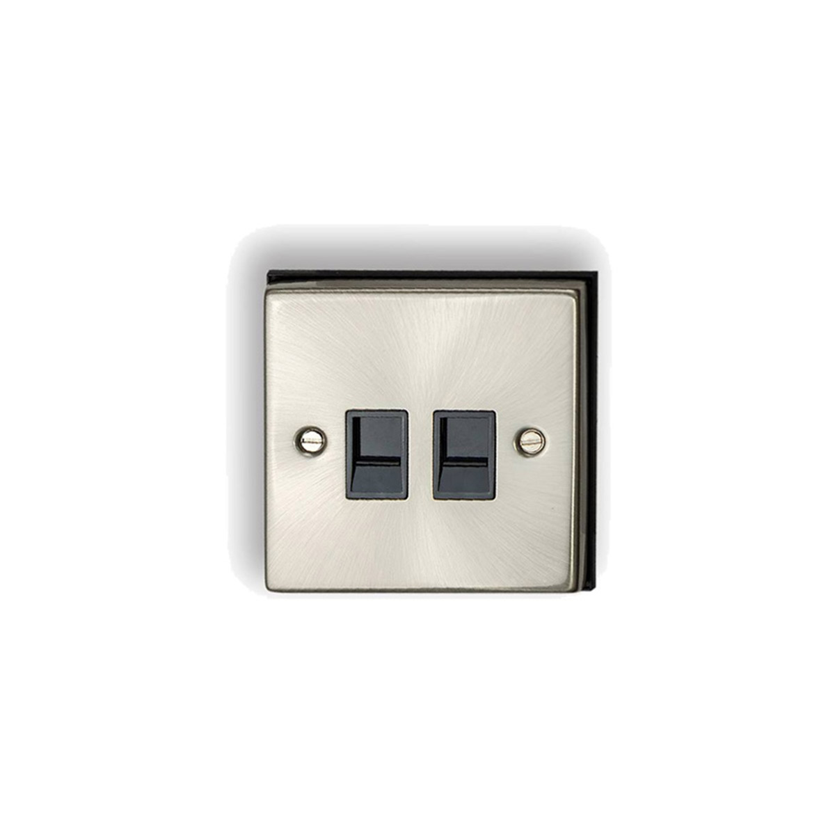INTERNET WALL SOCKET DOUBLE (8-TERMINAL) SILVER SATIN WITH WHITE
