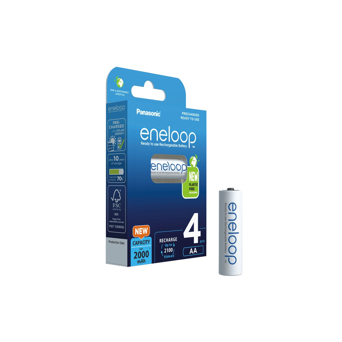 ENELOOP RECHARGEABLE BATTERIES PANASONIC AA 2000MAH 1.2V 4PCS