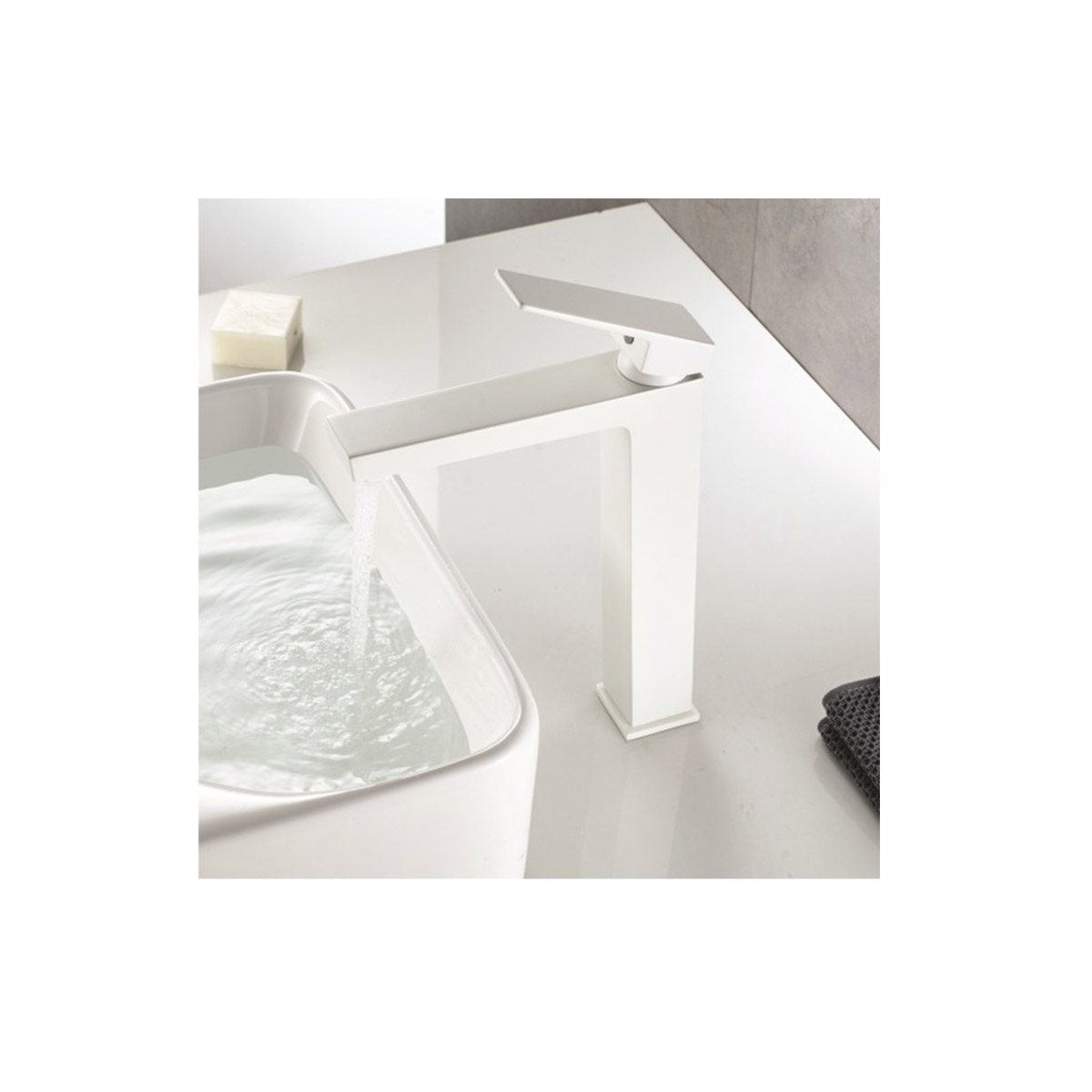 INTER CERAMIC AUTOMATIC WASHBASIN MIXER TALL ELINOR 1418191W MAT WHITE