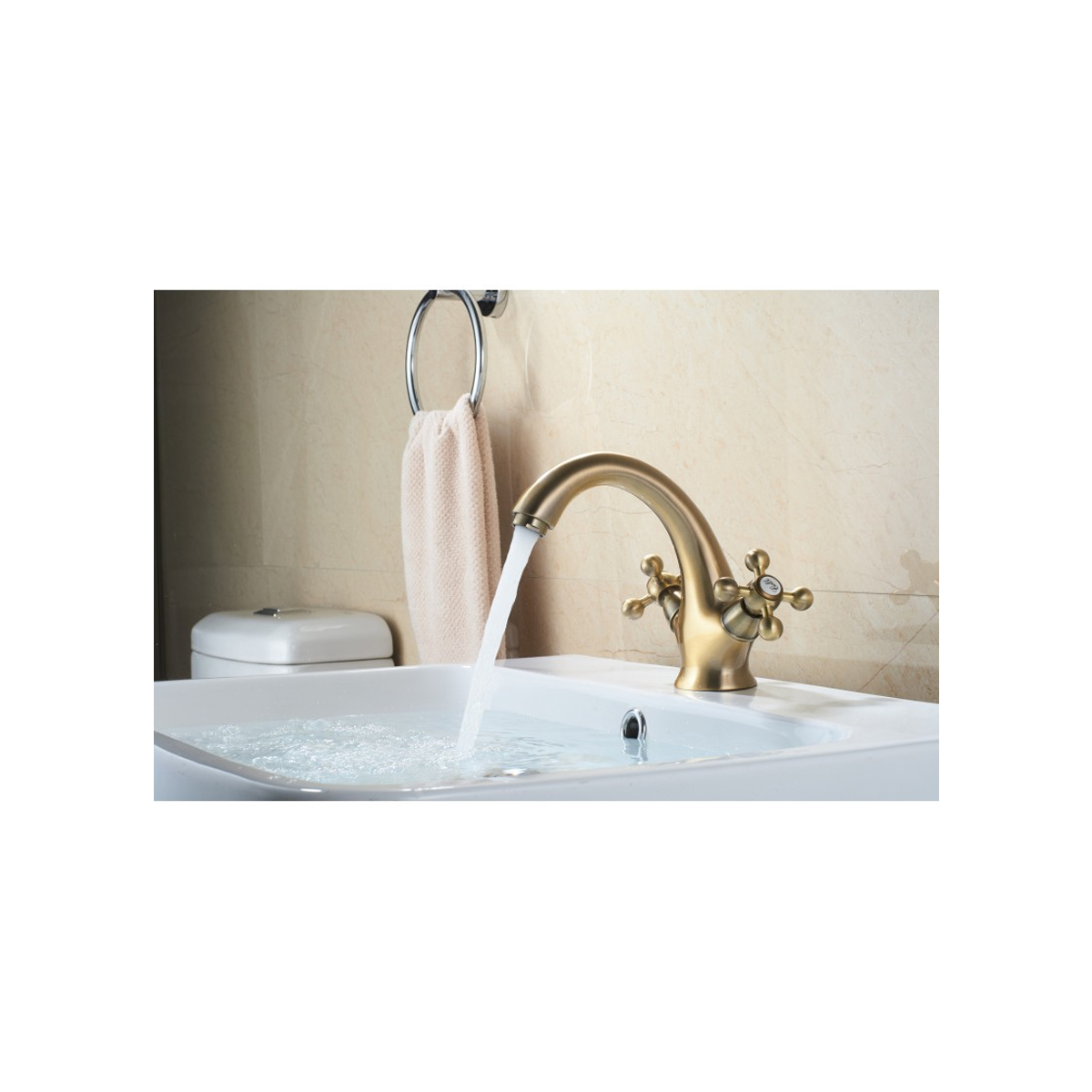 INTER CERAMIC ALGARA WASHBASIN MIXER WITH TWO HANDS BRONZE