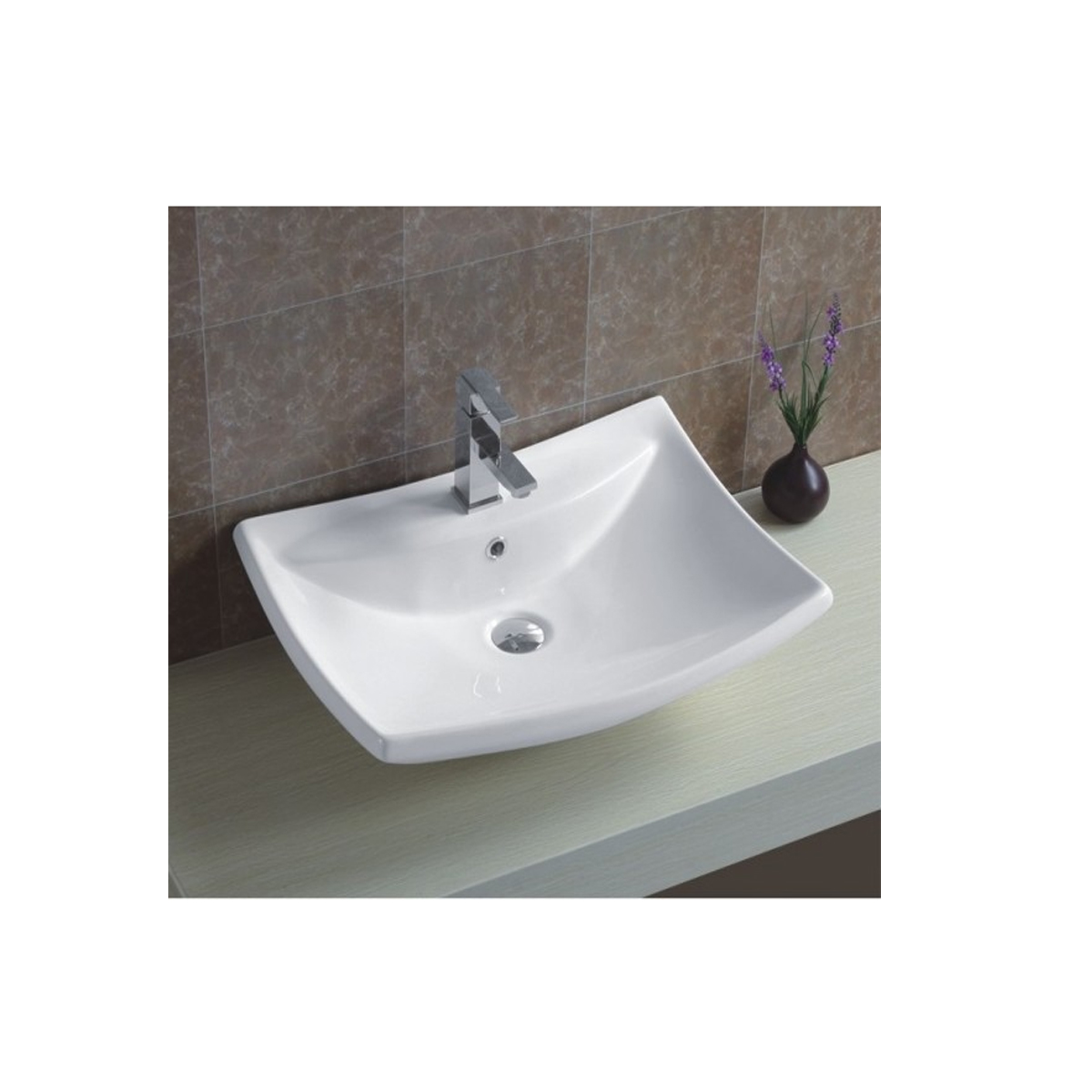 INTER CERAMIC WHITE CERAMIC WASHBASIN 60,5Χ44,5Χ18CM