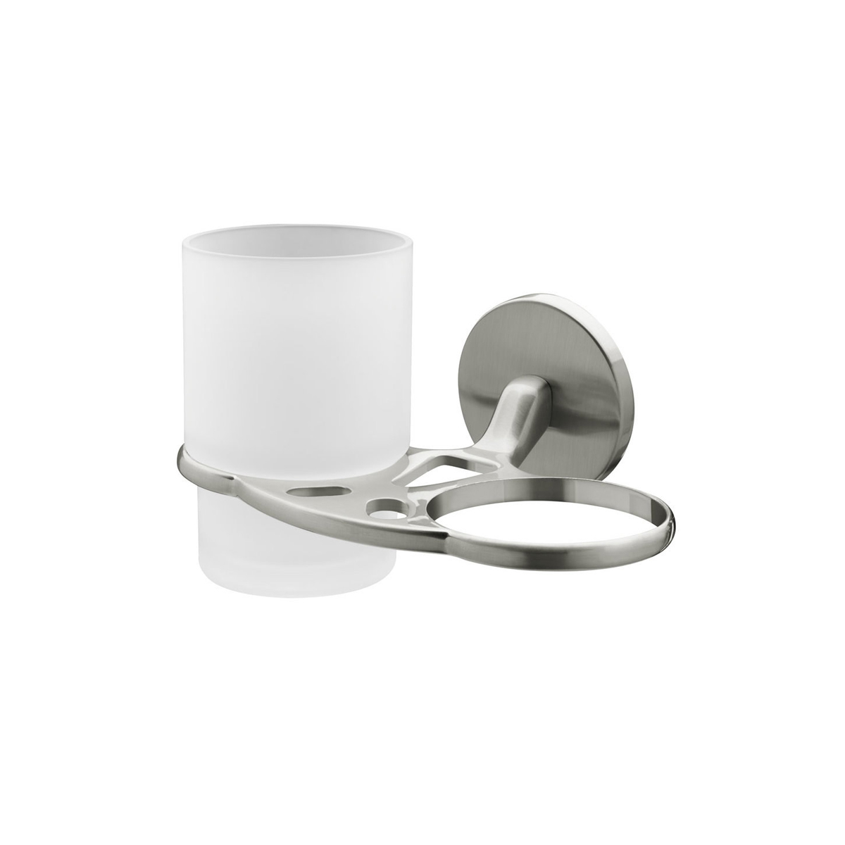 WALL HOLDING BATHROOM DOUBLE VIRGINIA SEMI-TRANSPARENT WITH BRUSHED NICKEL HOLDING