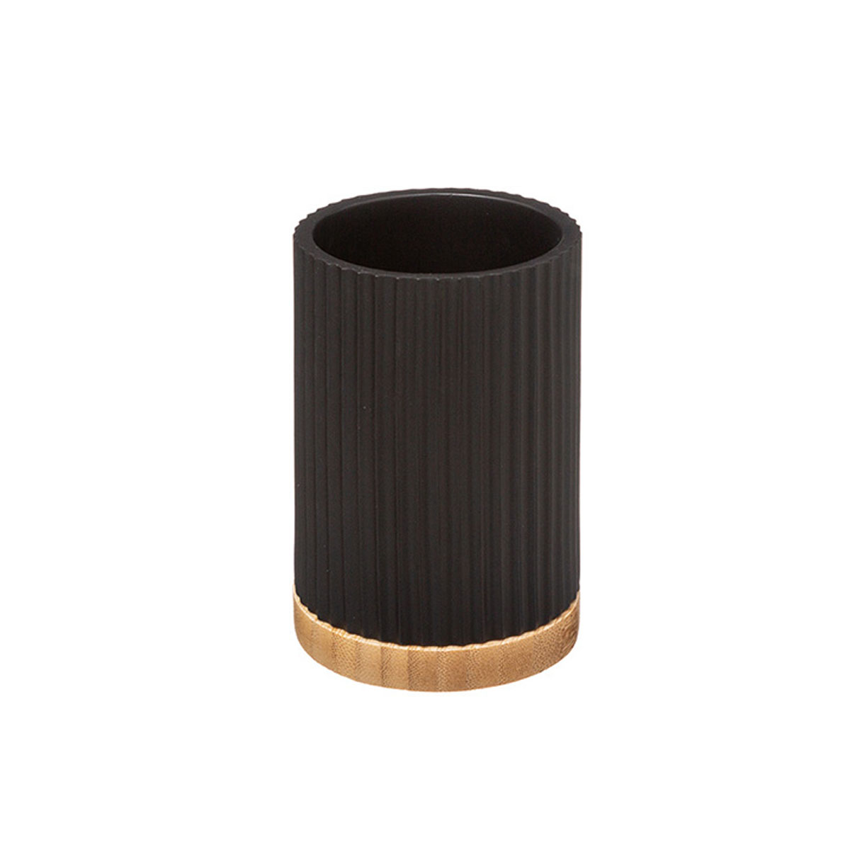 BATHROOM GLASS WITH WOODEN BASE