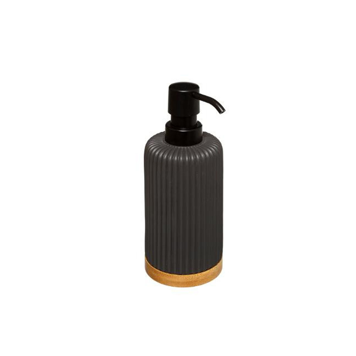 SILK SOAP DISPENSER BLACK WITH WOODEN BASE