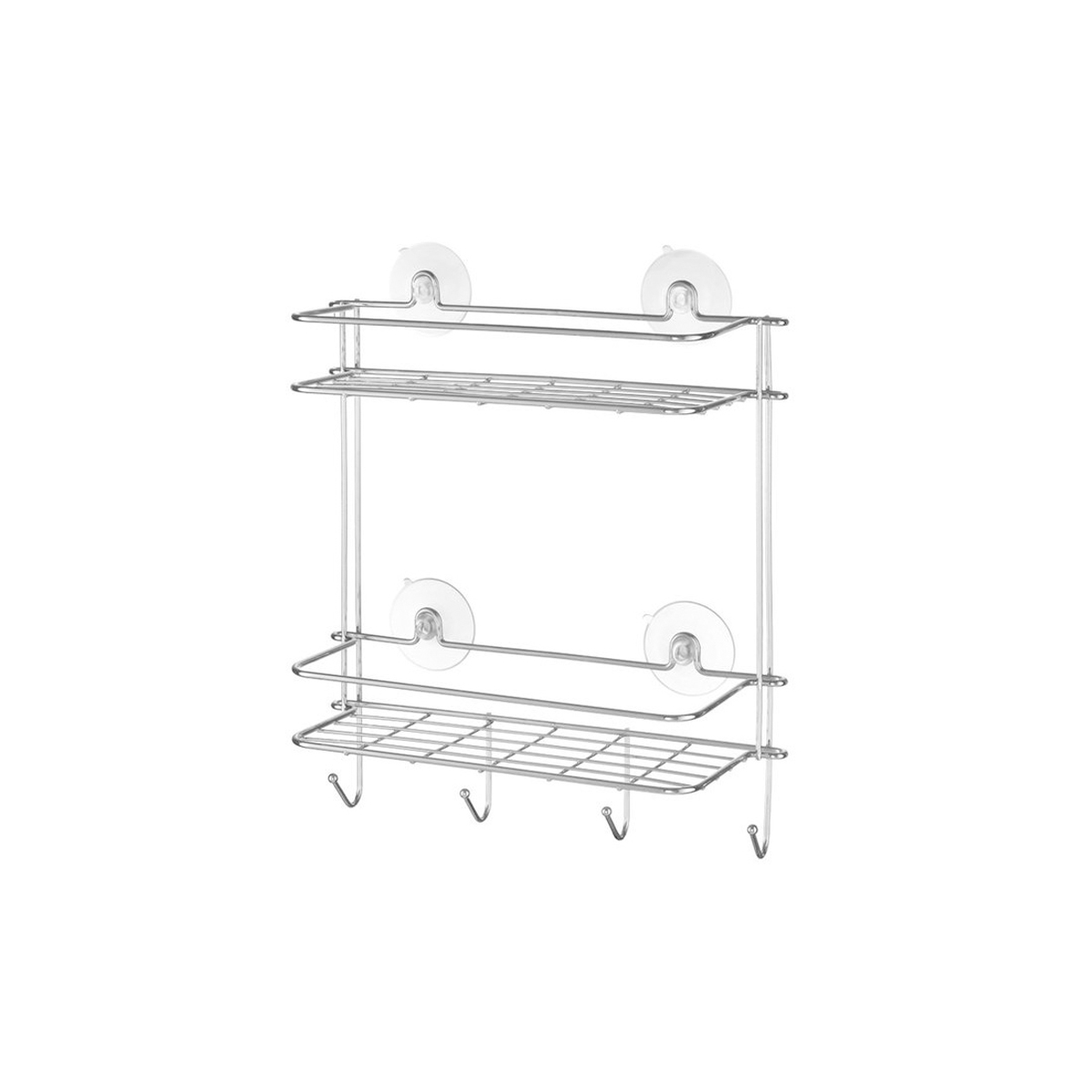 WALL BATHROOM SHELF DOUBLE NIAGARA SILVER METAL WITH SUITCASES