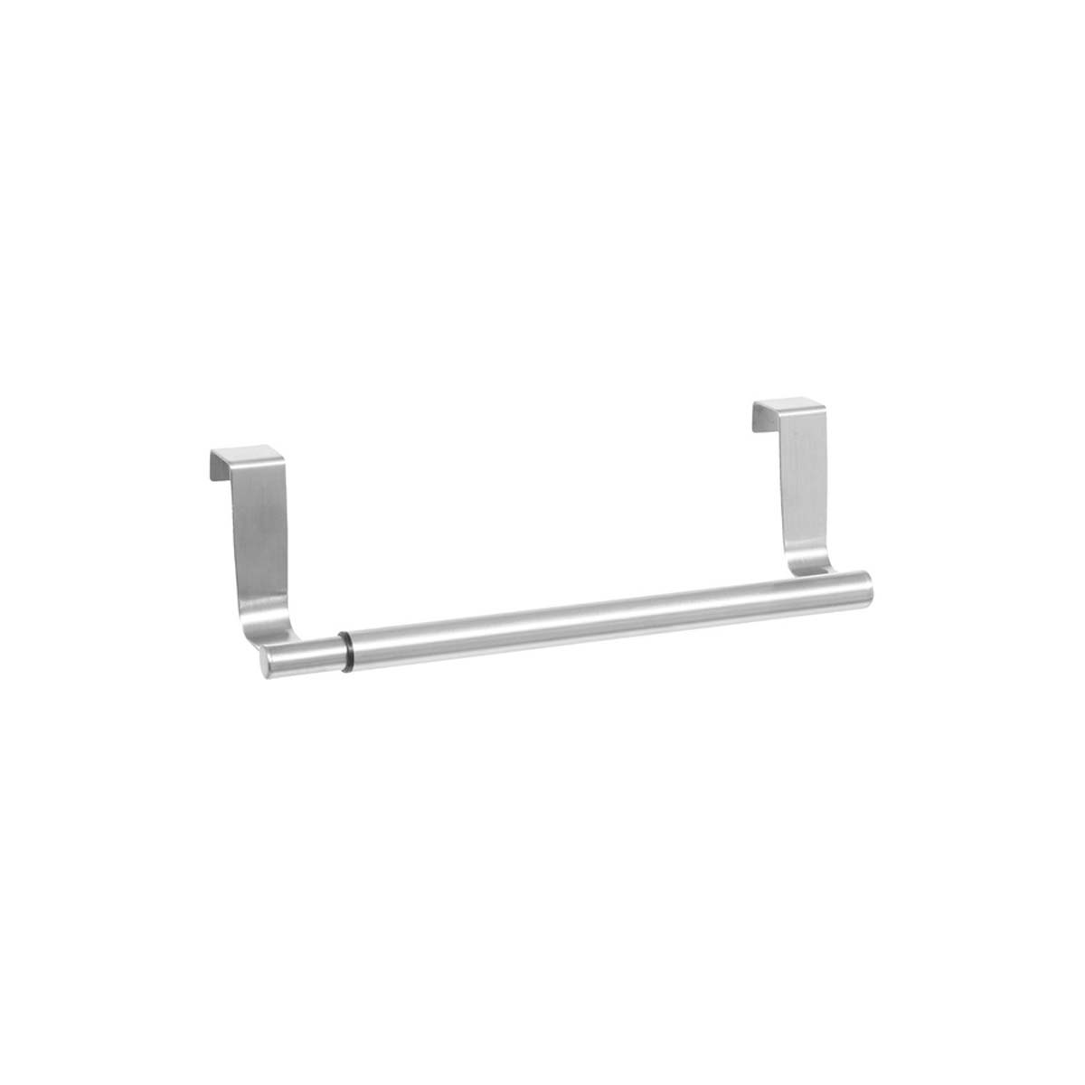 BATH TOWEL RAIL 23-41CM SILVER METALLIC WITH HOOKS