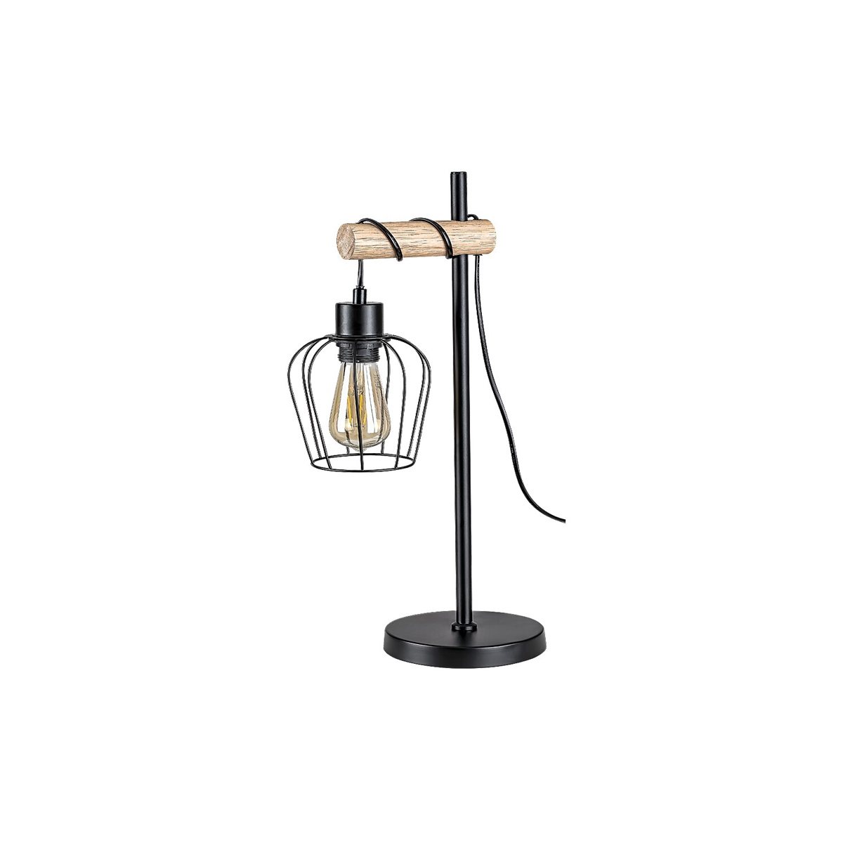 FABIAN TABLE LAMP BLACK WITH WOODEN DETAIL