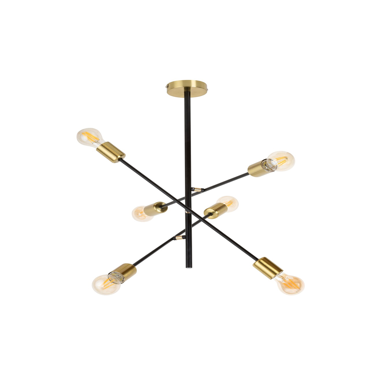 LANNY CEILING LAMP WITH 6 LAMPS METAL FRAME BLACK WITH GOLD