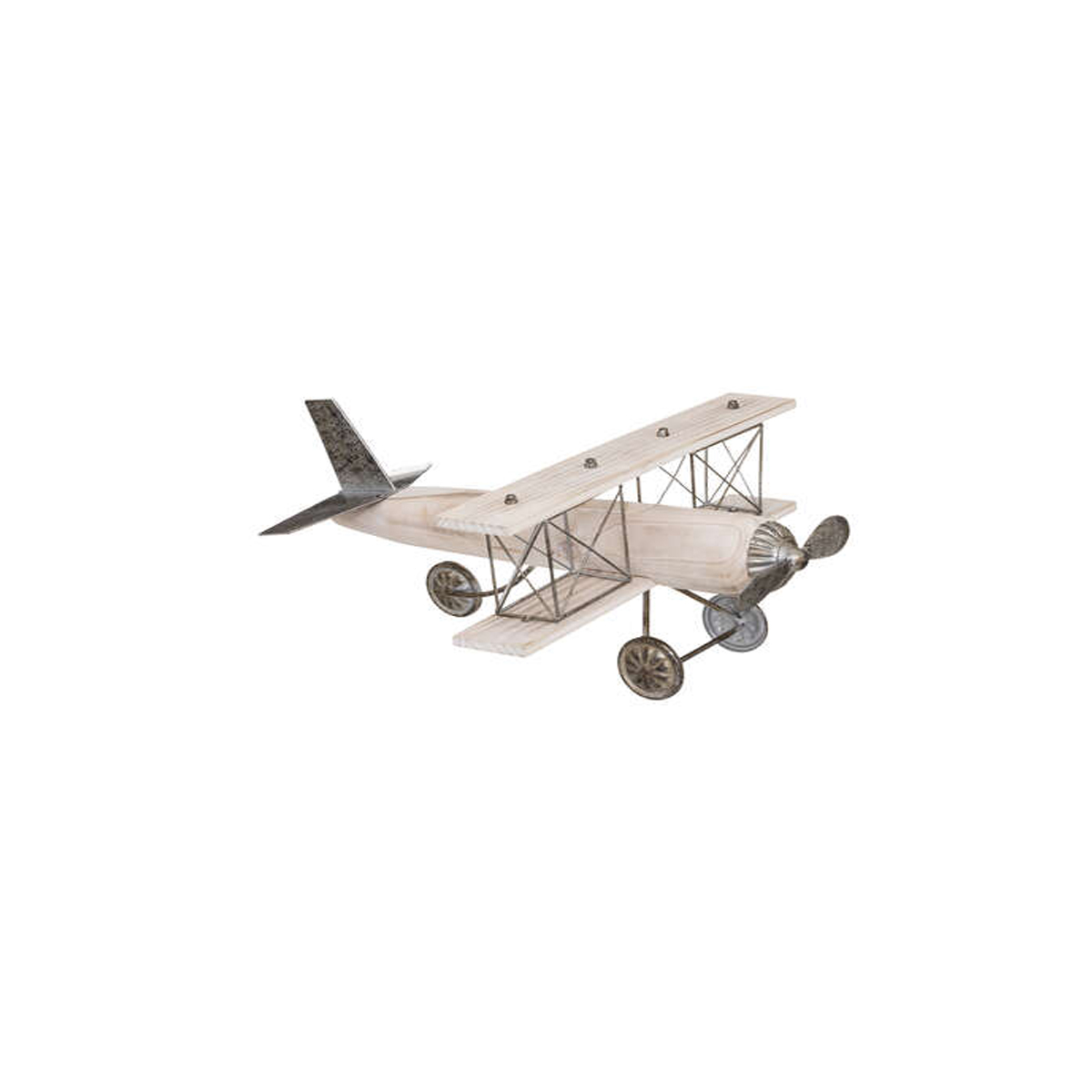 DECORATIVE PLANE METAL/WOOD 45X36.5X22.5CM SILVER