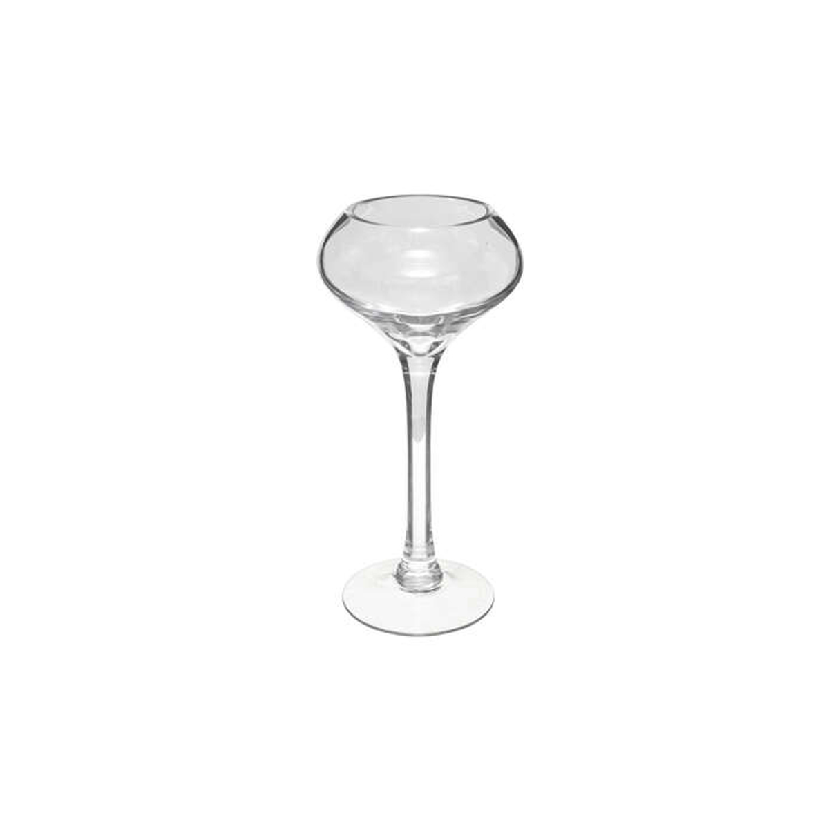 TRANSPARENT GLASS CANDLESTICK ON BASE H30CM