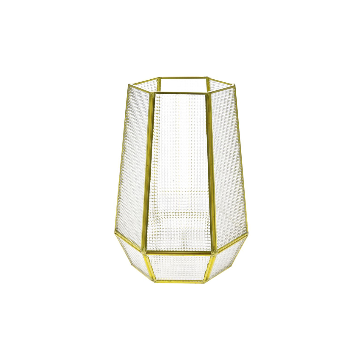 GEOMETRIC GLASS CANDLESTICK WITH GOLDEN EDGES 12X26CM