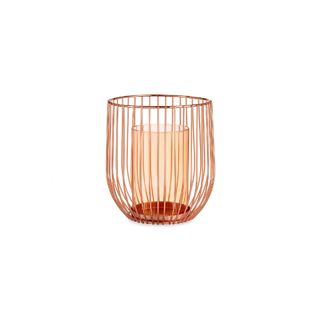 GLASS VASE CANDLEHOLDER WITH METAL BASE 15Χ17Χ15 CM