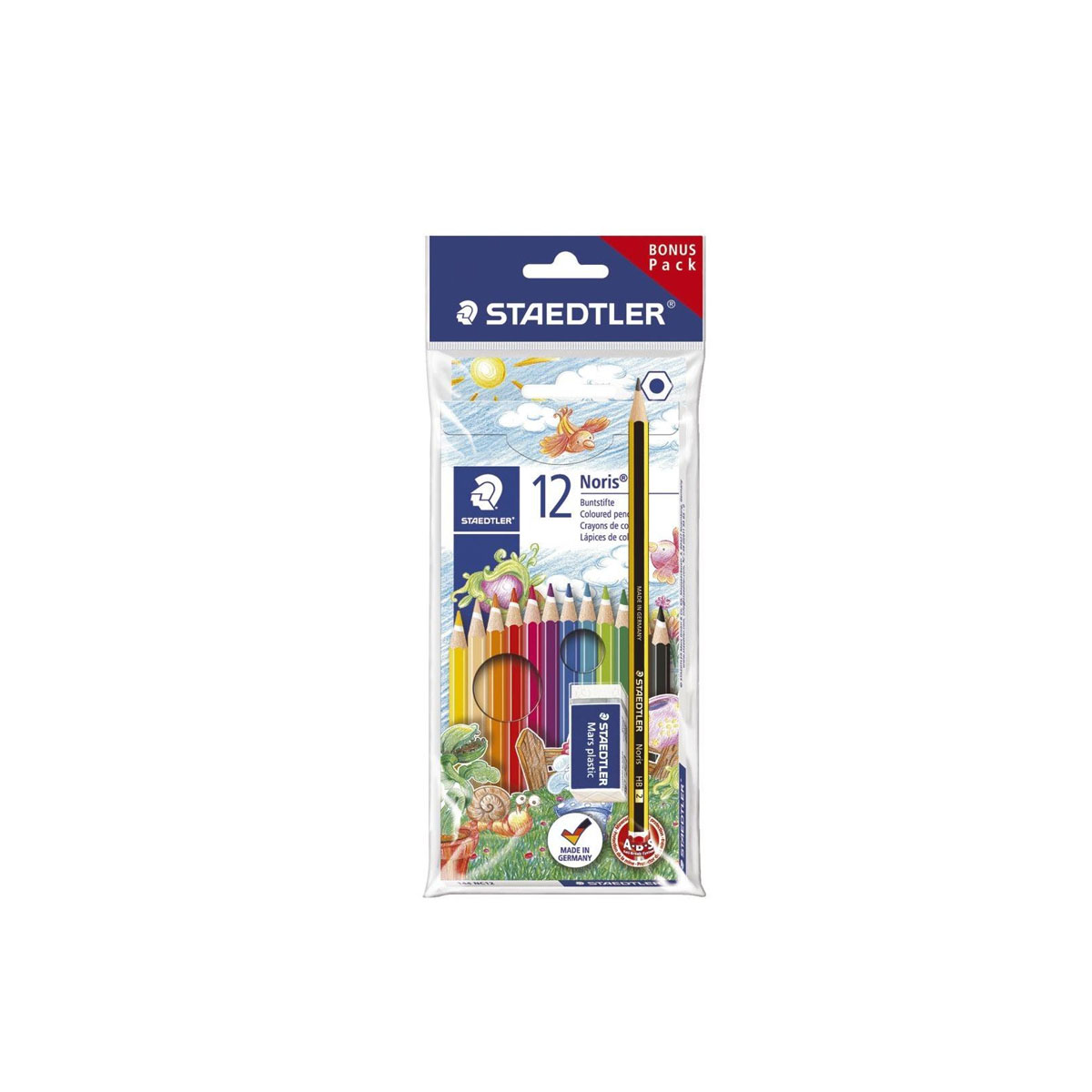 NORIS CLUB COLORED PENCIL SET 12PCS PROMO-WITH PENCIL AND WIPER
