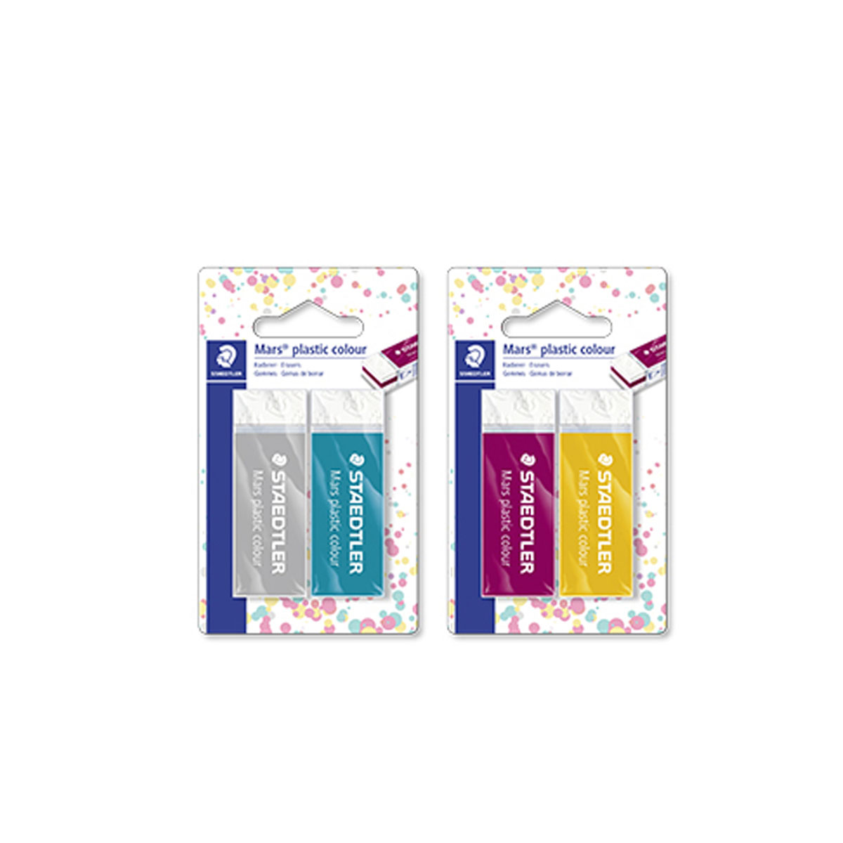 STAEDTLER ERASER PLASTIC COLOR BK 2TEM