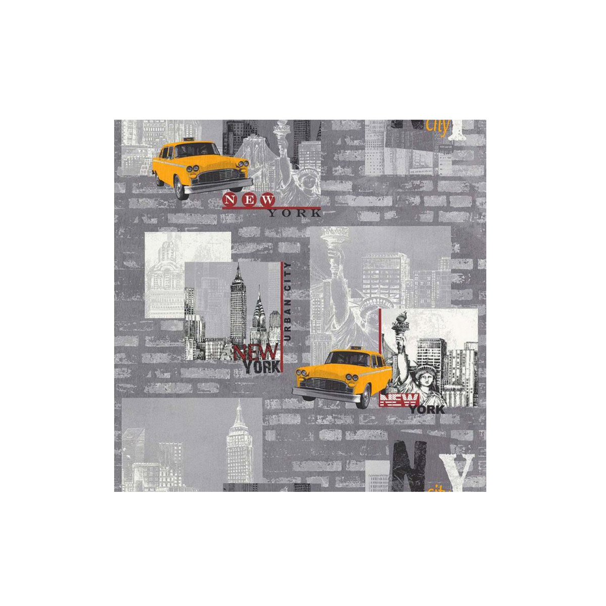 LUTECE WALLPAPER TAXI JAUNE 10X0,53M TAXI NEW YORK BLANC COLLECTION