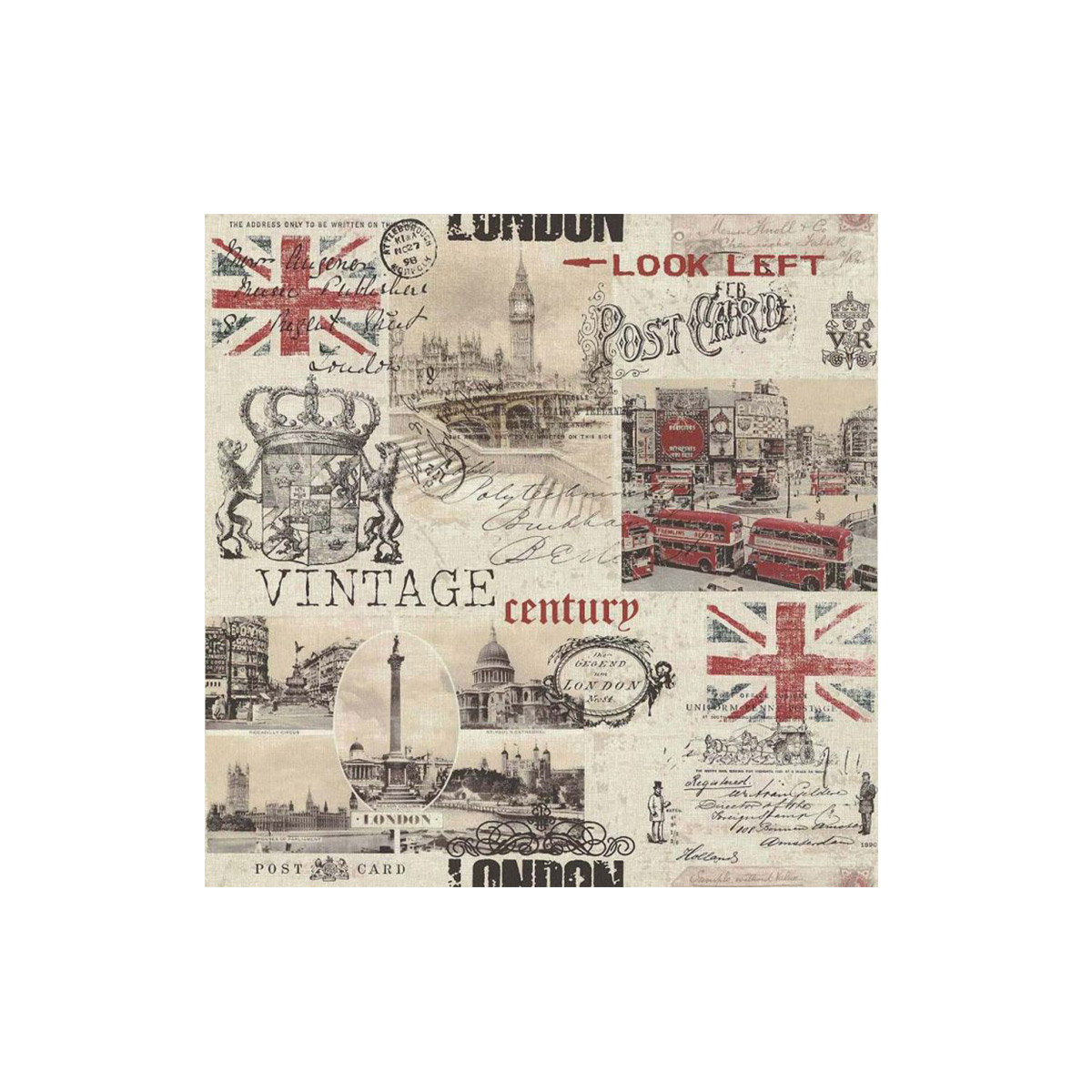 LUTECE WALLPAPER POSTCARD LONDON 10X0,53M BLANC COLLECTION